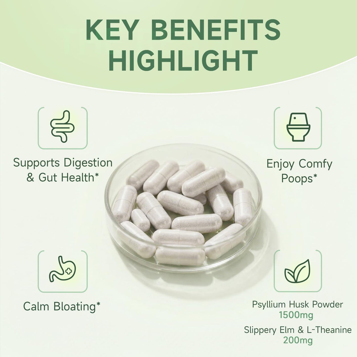 iMATCHME Psyllium Husk Powder Fiber Supplement with Slippery Elm Capsule 240 Capsules