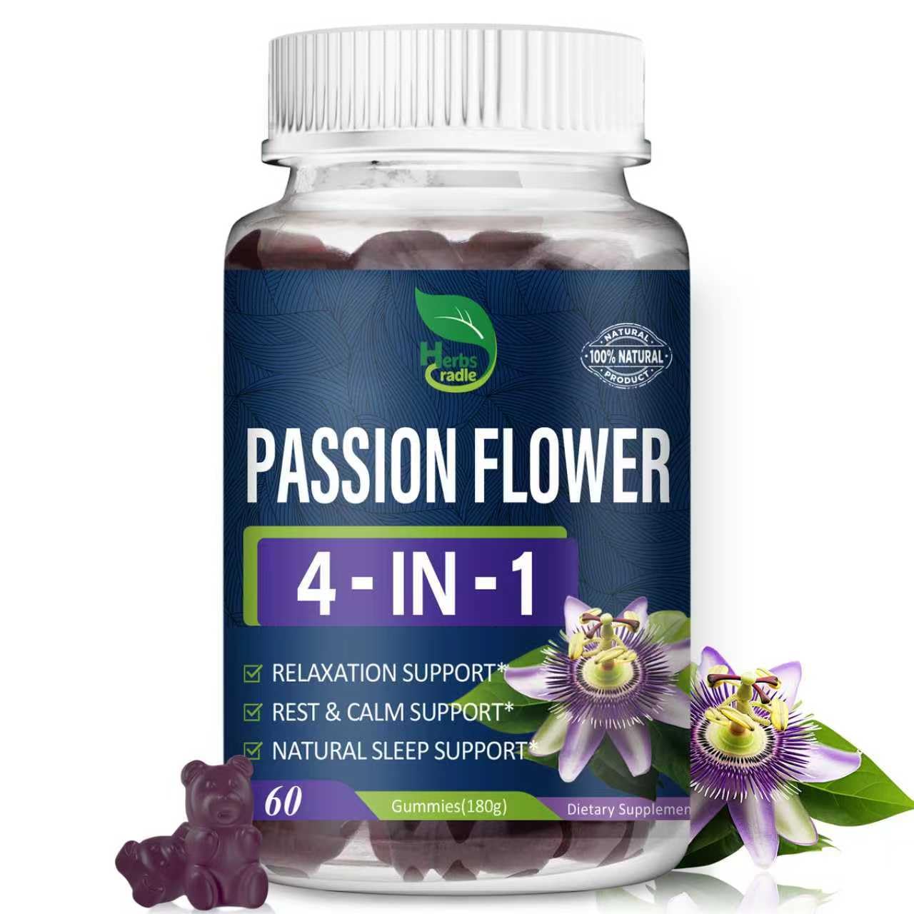 Herbscradle Passion Flower Herbal Gummies, 58 Count