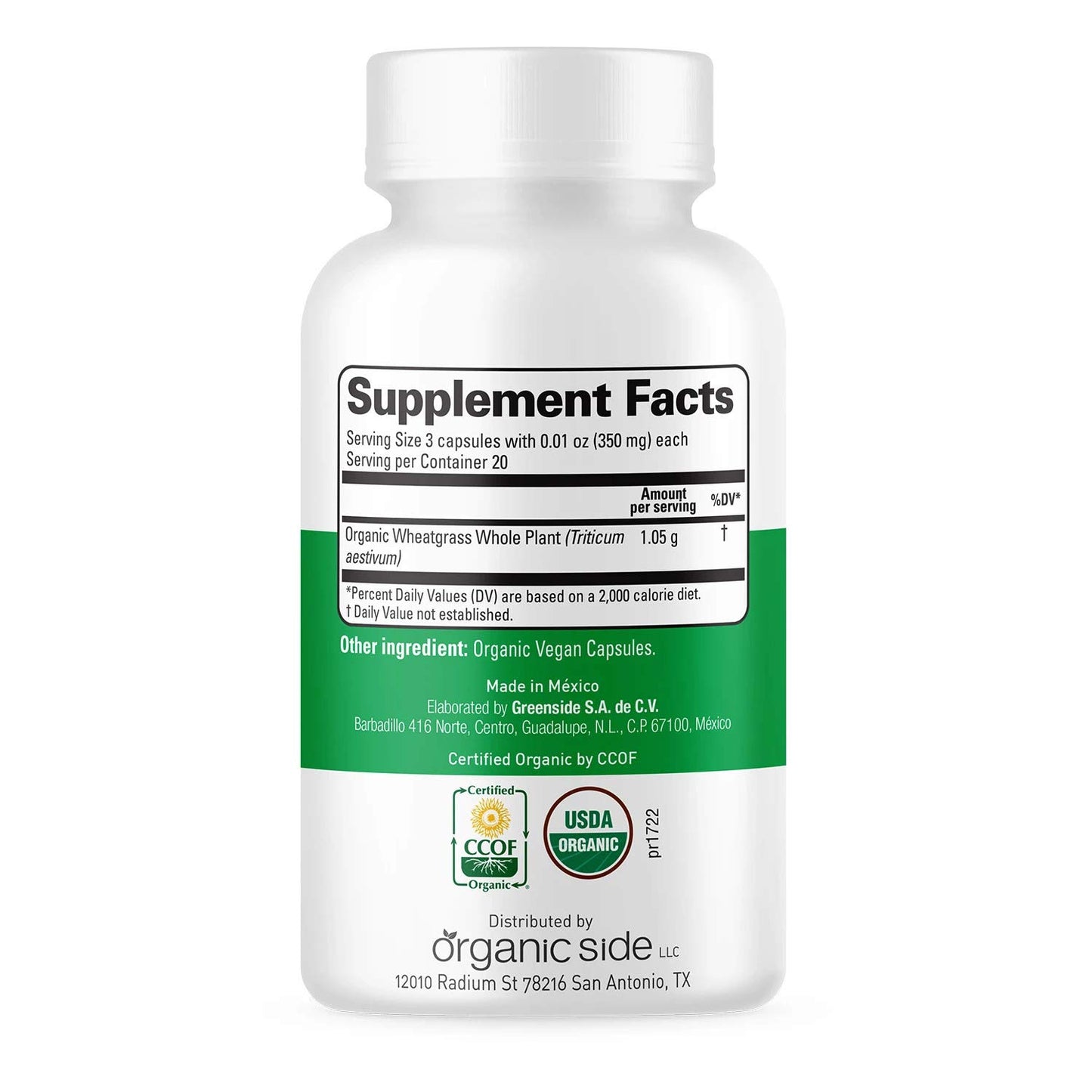 OS Organic Side Organic Wheatgrass Capsules, 60 Count