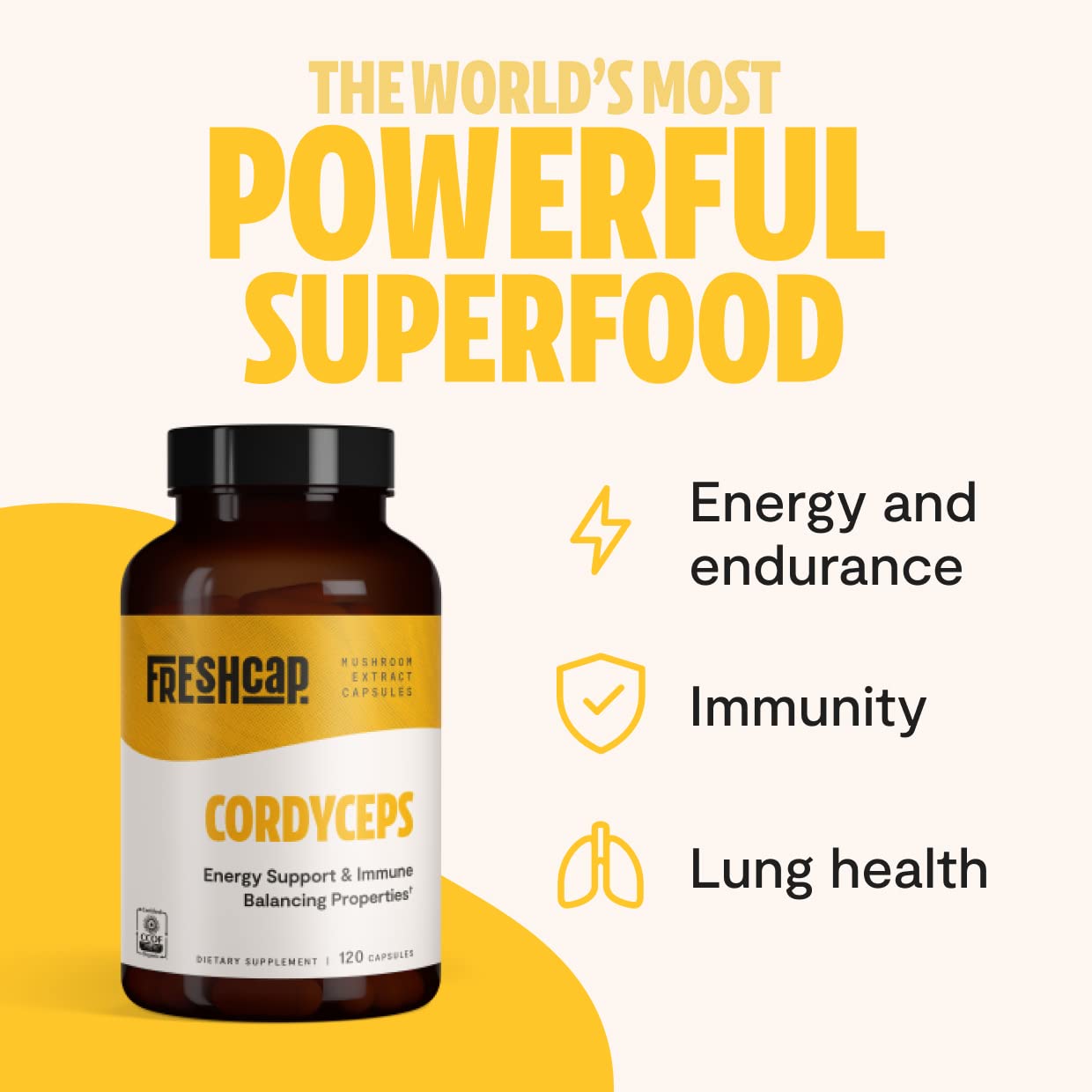 FreshCap Mushrooms Popular Mushrooms Bundle (Lions Mane, Cordyceps, Ultimate Mushroom Complex) Capsules, 3 Capsules