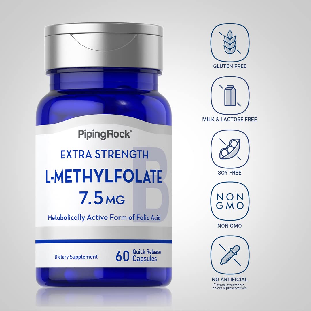 Piping Rock L-Methylfolate 7.5 mg Capsule, 60 Count