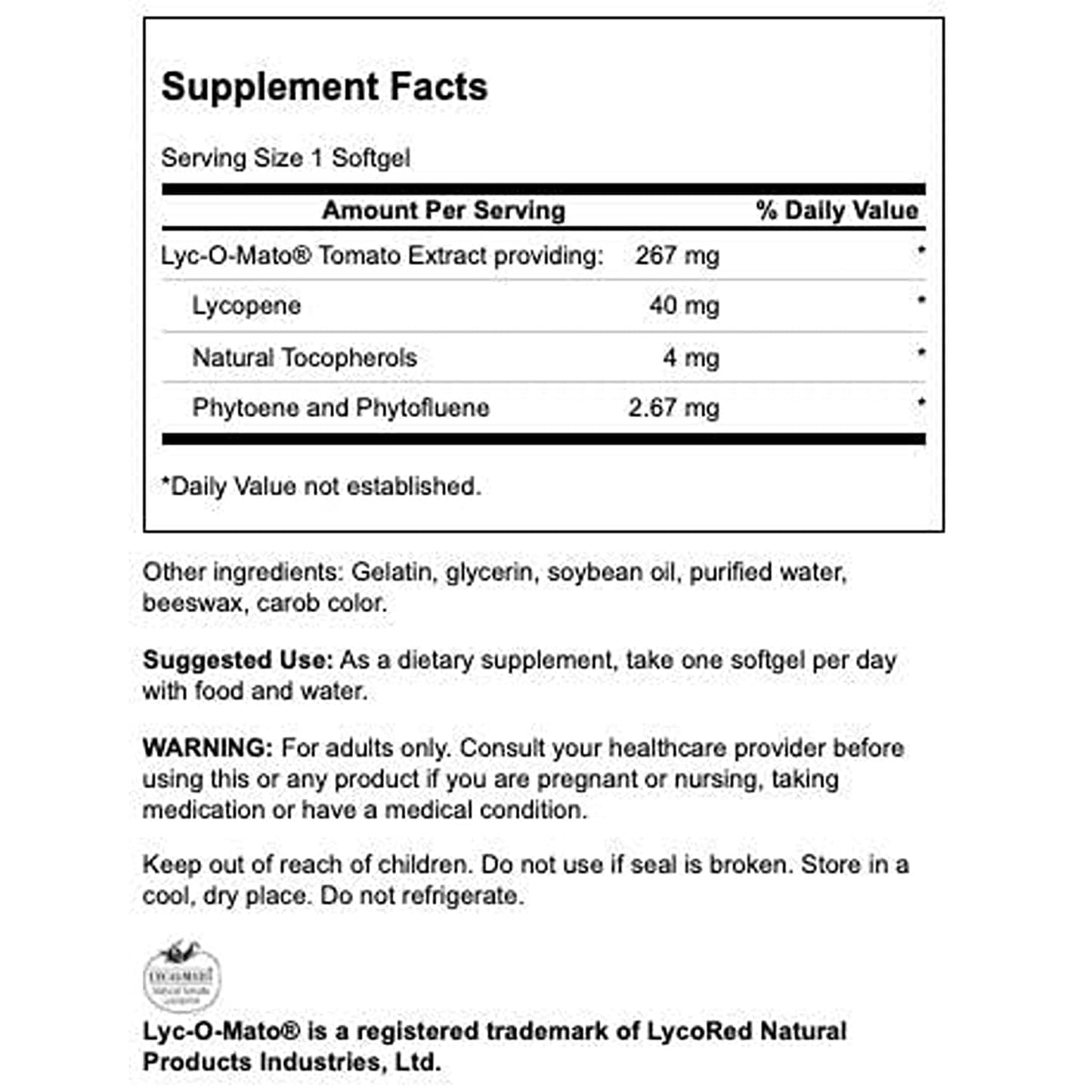 Swanson Super-Strength LYC-O-Mato Lycopene 40 Milligrams Softgels 240 Count