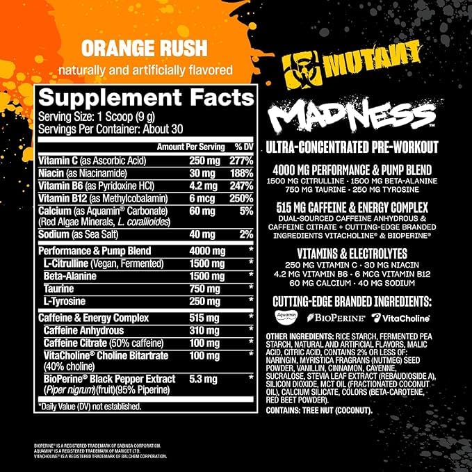 Mutant Madness Pre Workout Powder 9.52 Ounce