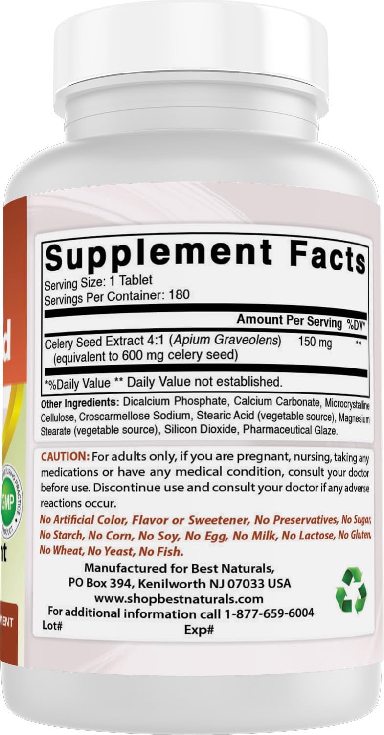 Best Naturals Celery Seed 600 mg Tablets, 540 Count