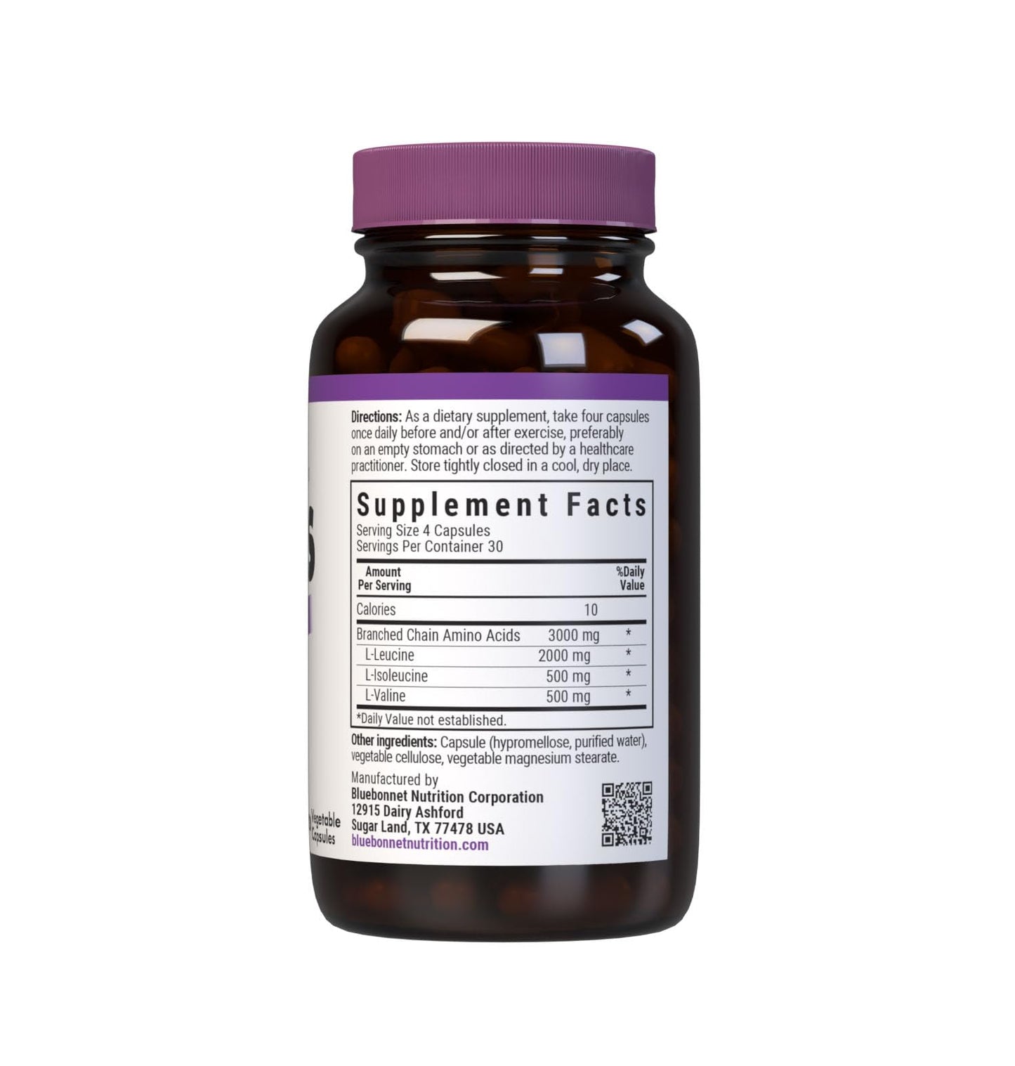 BlueBonnet BCAAs 4:1:1 Ratio, 120 Vegetable Capsules