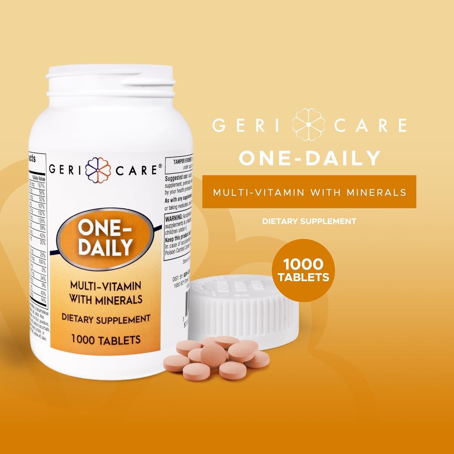 GeriCare One-Daily Multivitamins with Minerals for Men & Women Tablets, 1000 Count