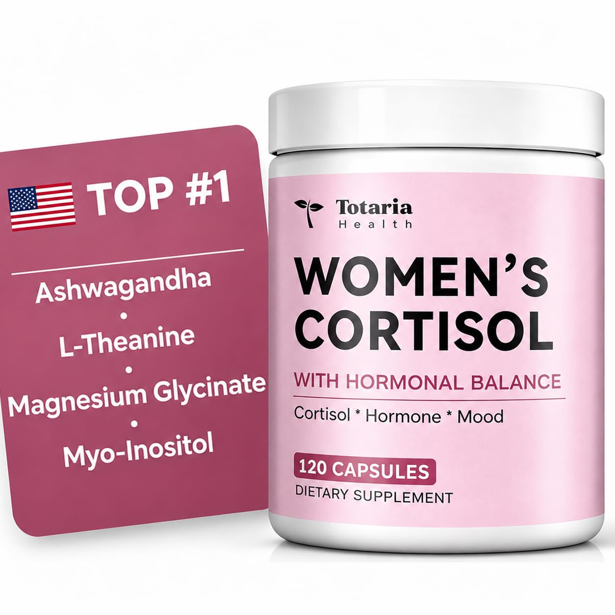 Totaria Women's Cortisol Supplement Capsules, 120 Count