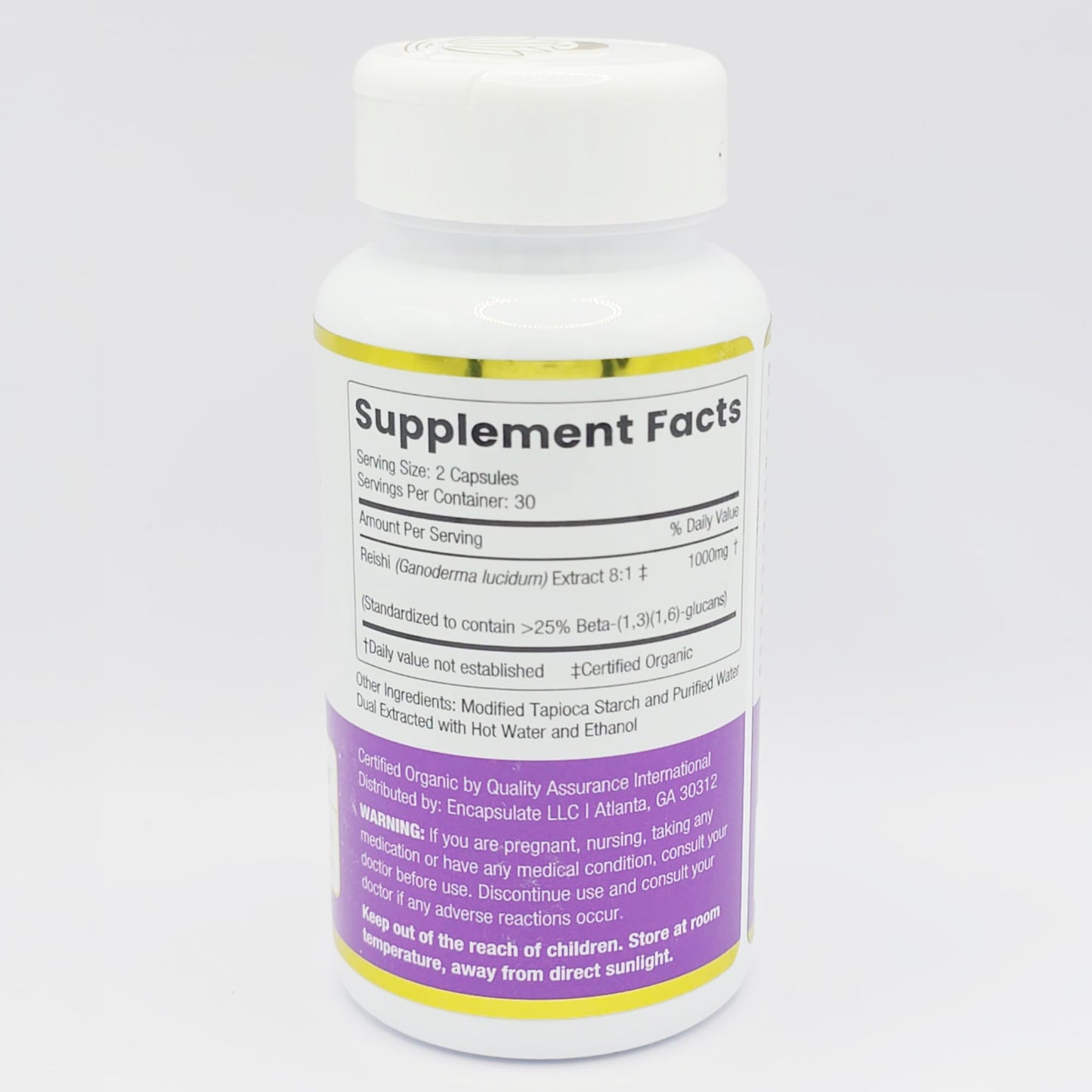 ENCAPSULATE Reishi 8:1 Extract – Premium Organic Fruiting Body 8:1 Mushroom Extract – Adaptogen Mushroom Supplement for Longevity, Vitality, Heart Health & Immune Support, 60 Vegan Capsules