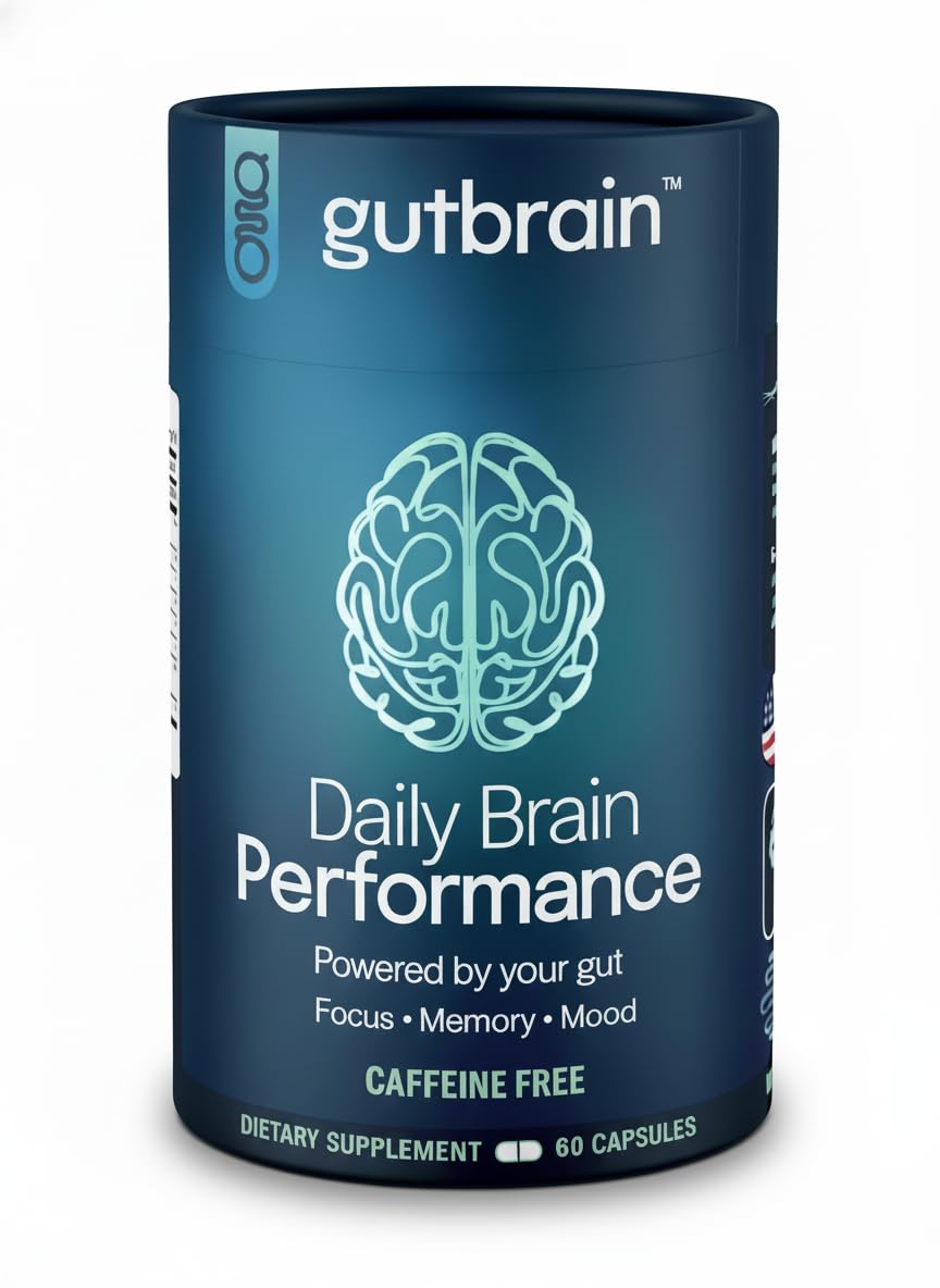 Purity Labs GutBrain Brain Supplement for Memory and Focus with Probiotics, Advanced 2-in-1 Nootropic Brain Support for Mental Clarity, Caffeine Free Doctor Formulated, 60 Capsules