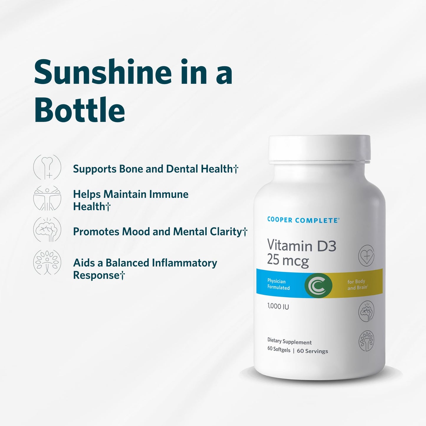Cooper Complete Vitamin D3 1000 IU (Cholecalciferol) Softgels, 120 Count