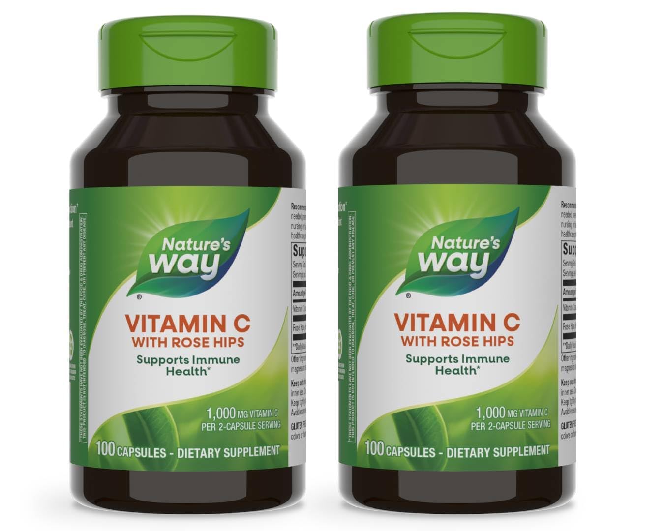 Nature's Way Vitamin C with Rose Hips - Powerful Antioxidant & Immune Function Support* - Collagen for Healthy Skin* - 1,000mg Vitamin C Capsules, 200 Count