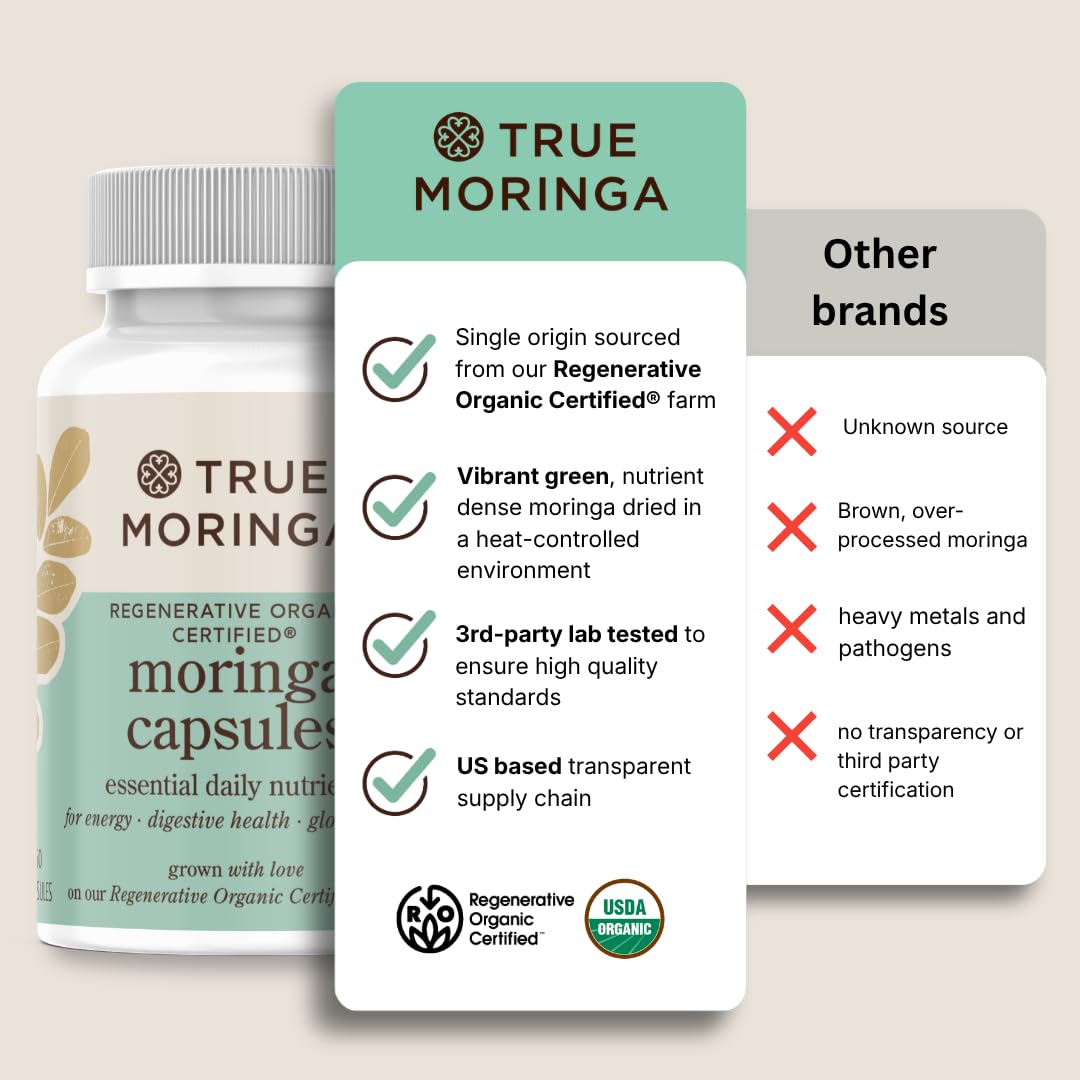 True Moringa Organic Moringa Capsules 60 Capsules