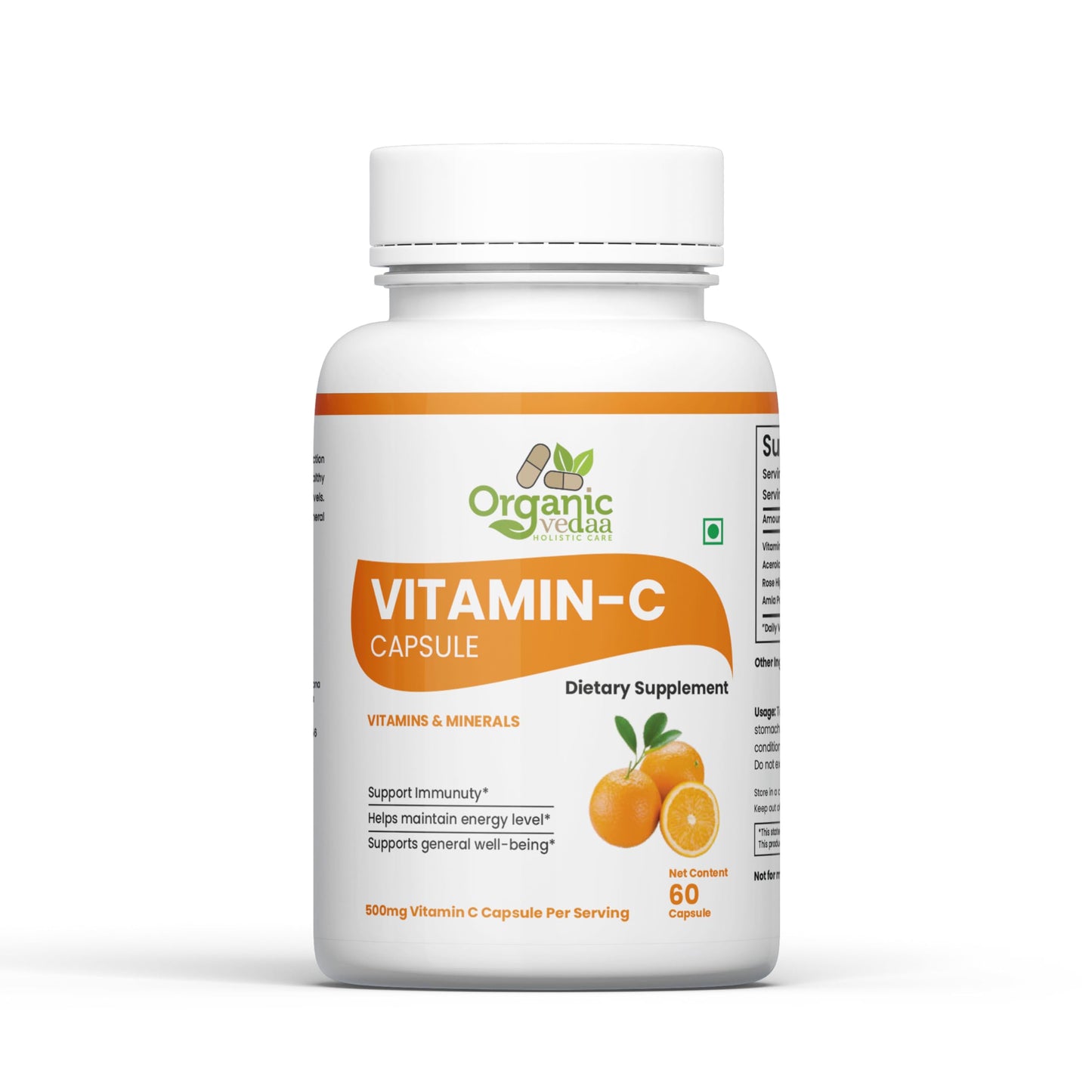 ORGANIC VEDAA HOLISTIC CARE Natural Fiber Supplement for Digestive Health & Regularity Capsule 1 Count
