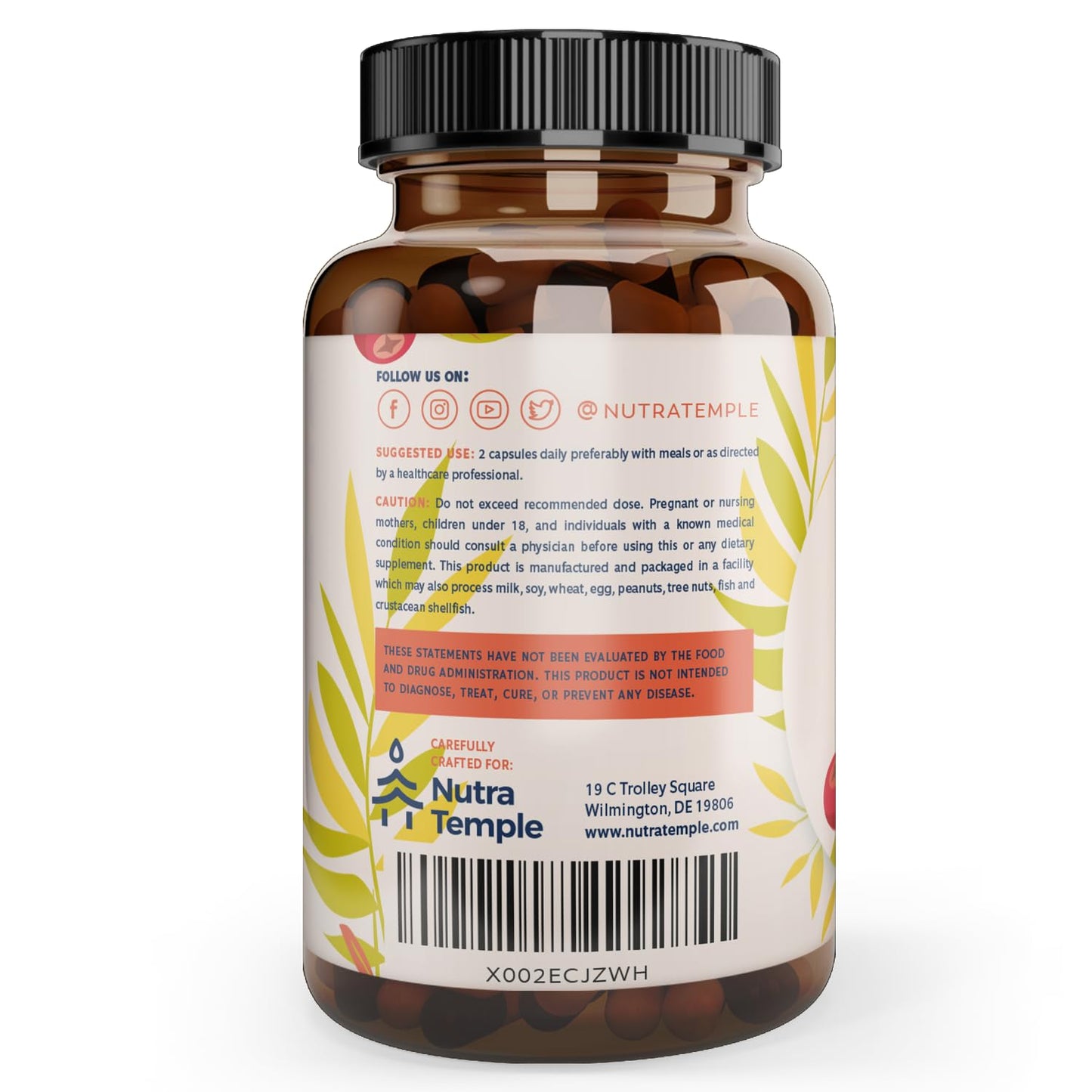 NUTRATEMPLE Adrenal Support & Cortisol Manager Extra Strength Adrenal Fatigue Supplements for Energy, Brain Fog with Ashwagandha, Rhodiola Rosea, L-Tyrosine, Holy Basil Capsule 60 Count