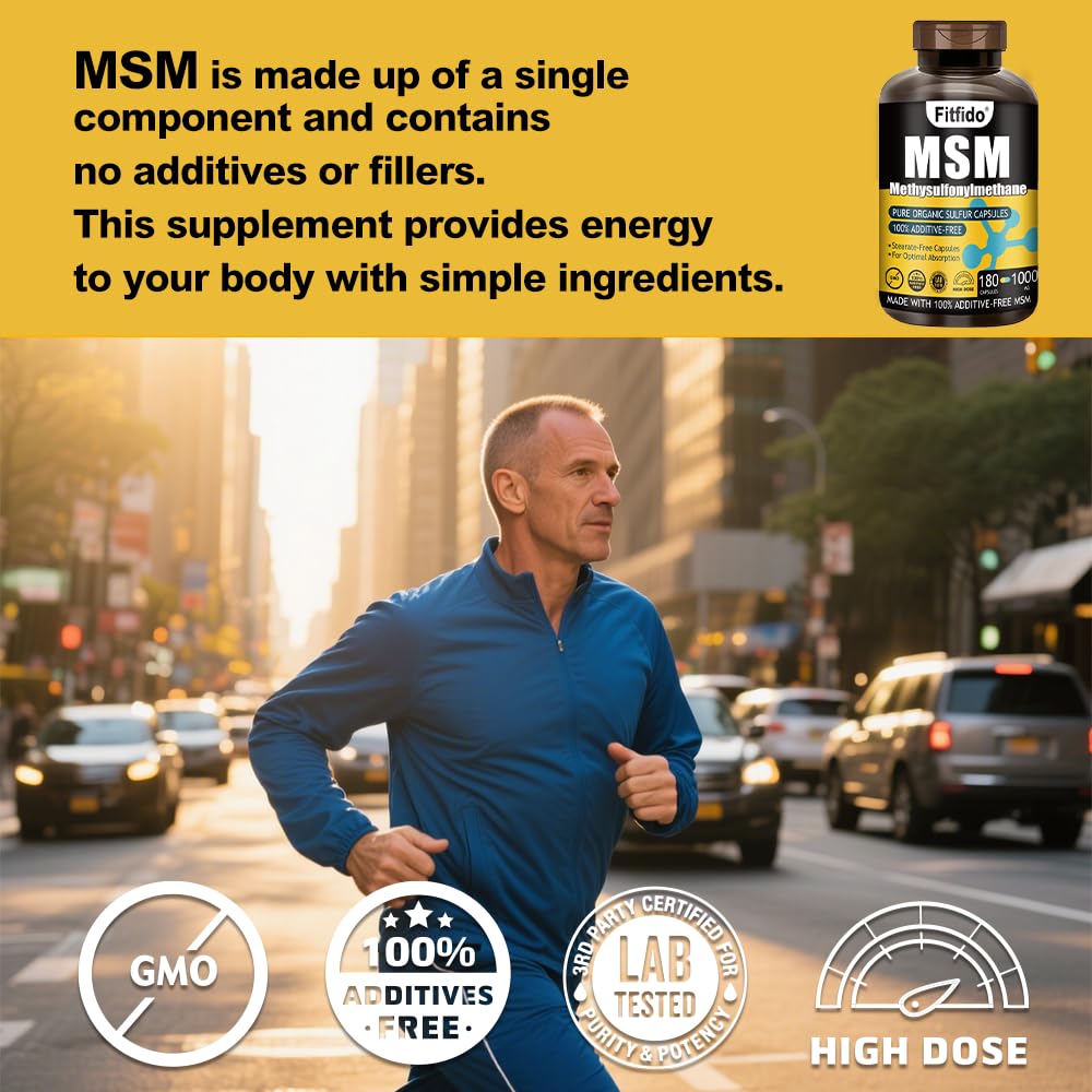 Fitfido MSM Capsules 1000mg, 180 Count