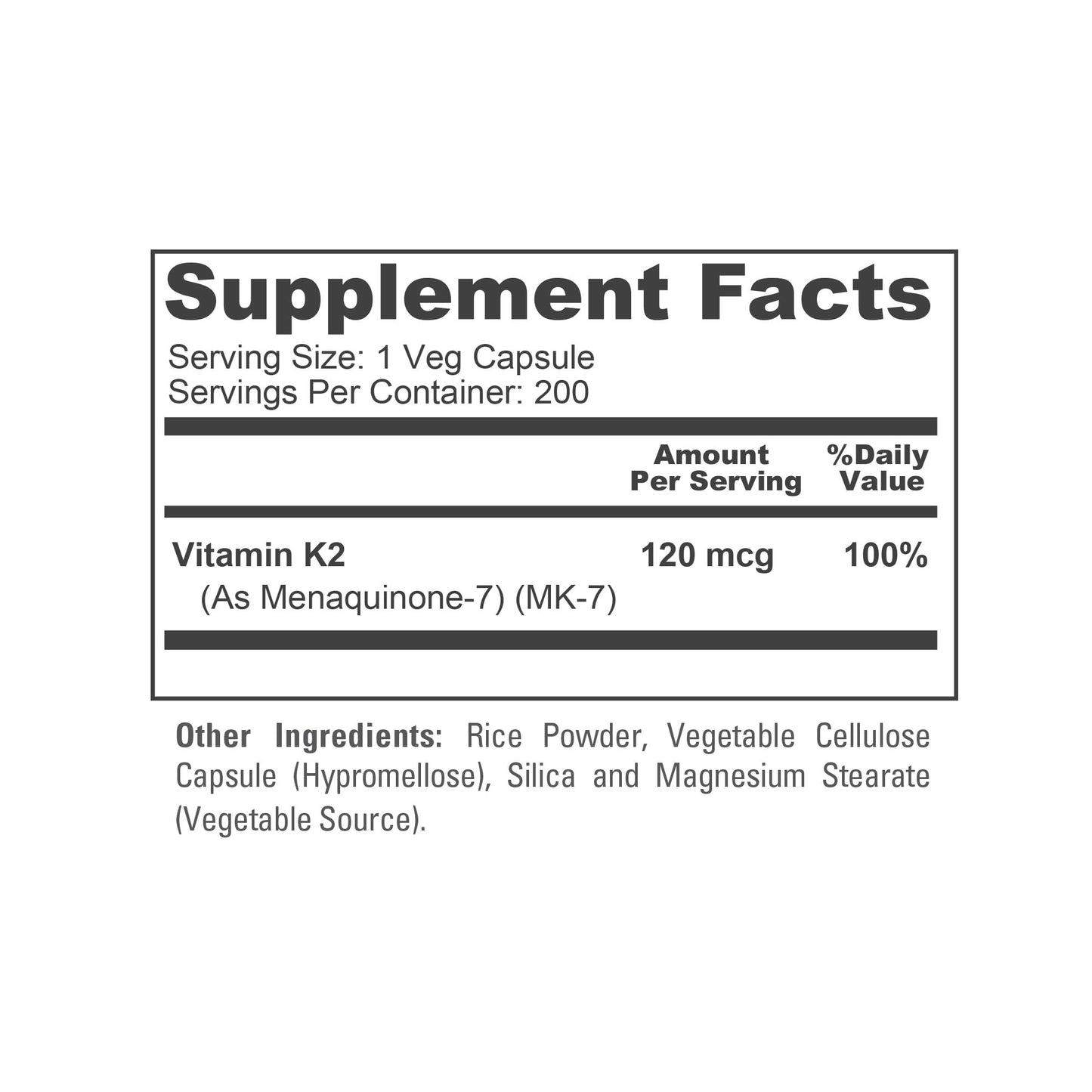 NusaPure Vitamin K2 MK7 120 mcg, Non-GMO, Vegan, 200 Veggie Capsules