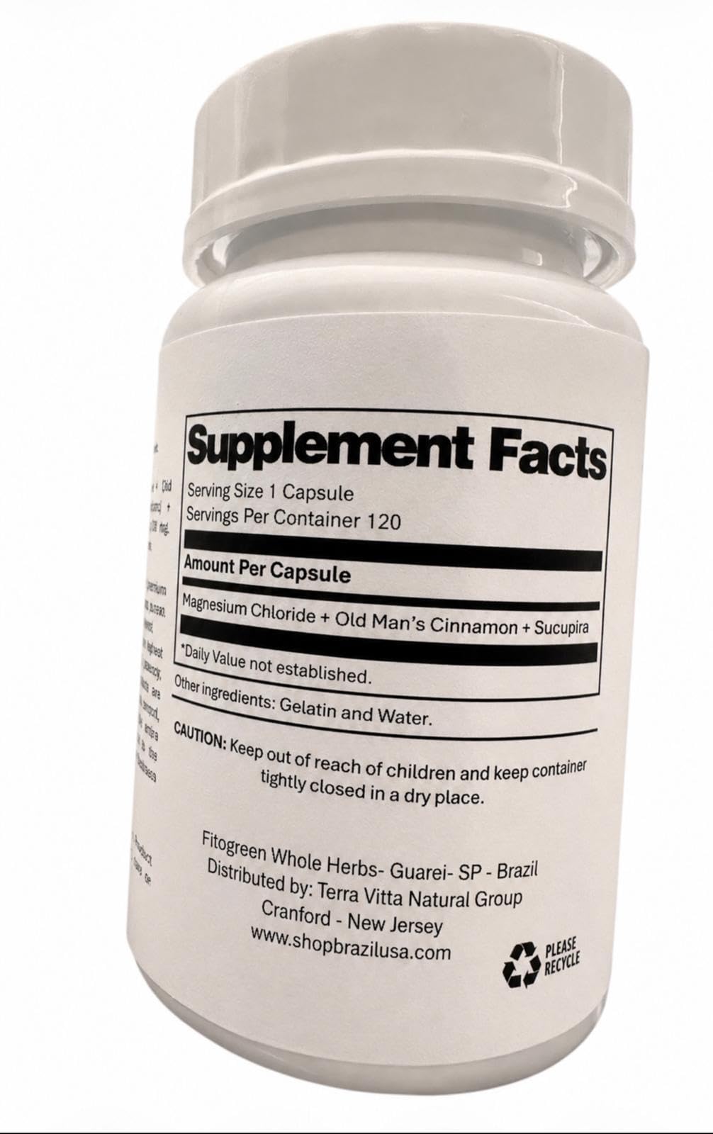 STATUS VERDE Magnesium Chloride+ Old Man's Cinnamon+ Sucupira 500 Mg Capsules 120