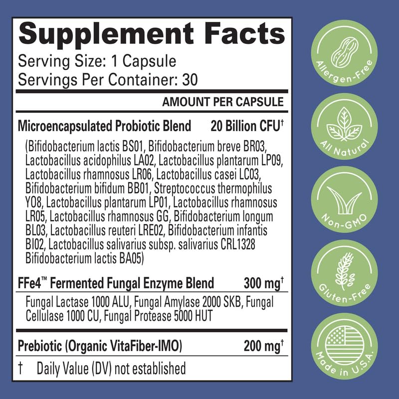 Essential Source TriActive Biotics Advanced Care - 20 Billion CFU Probiotics for Digestive Health, Immune Support, Microencapsulated Probiotics for Women & Men, 30 Capsules