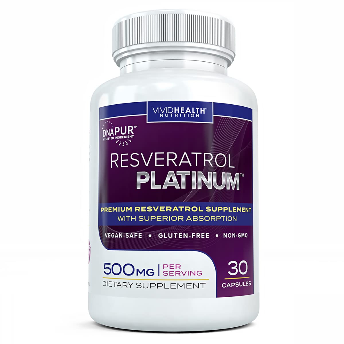 Vivid Health Nutrition Resveratrol Platinum Antioxidants Supplement Capsule 30 Count