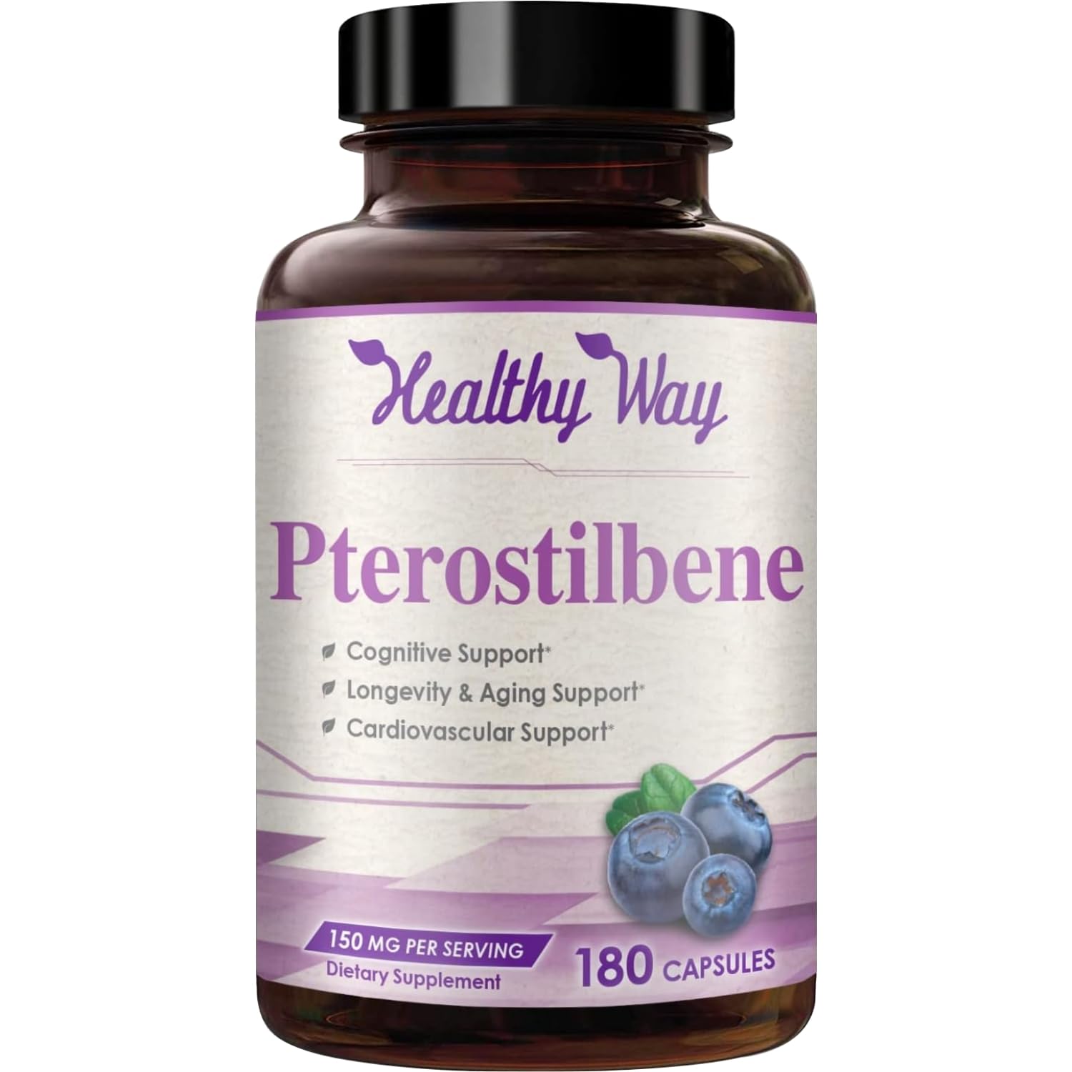 HealthyWayRx Pterostilbene Supplement 150mg Capsule, 180 Count