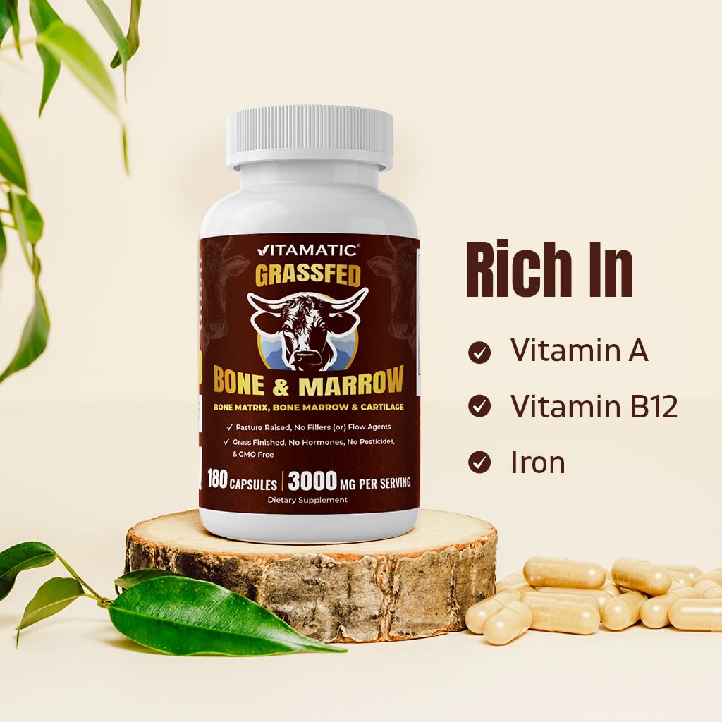 Vitamatic Grass-Fed Beef Bone & Marrow 180 Capsules