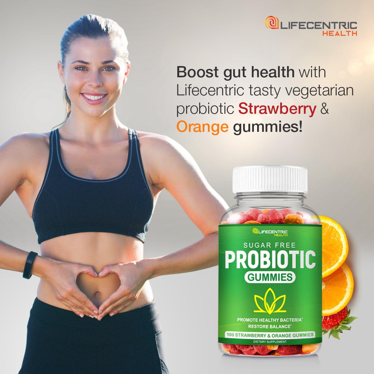 LifeCentric Health Probiotic Gummies Max Strength 5 Billion CFU Gummy 100 Count