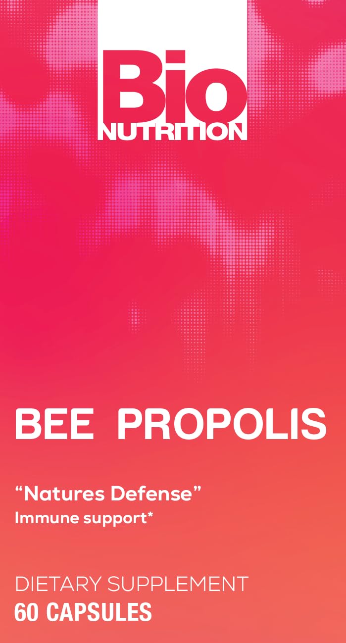Bio Nutrition Bee Propolis Natural Defense Immune Support Supplement Capsules 1000 mg, 60 Capsules