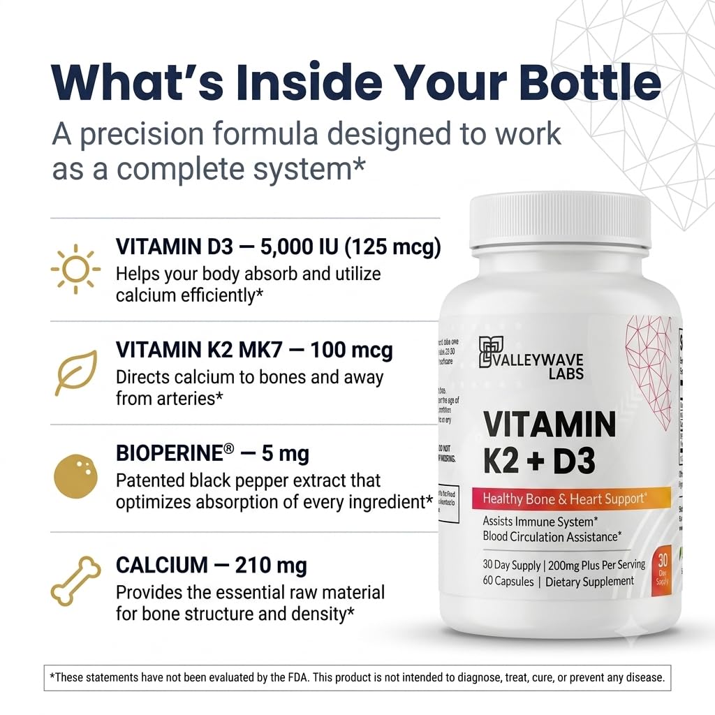 Valleywave Labs Vitamin D3 K2 60 Capsules