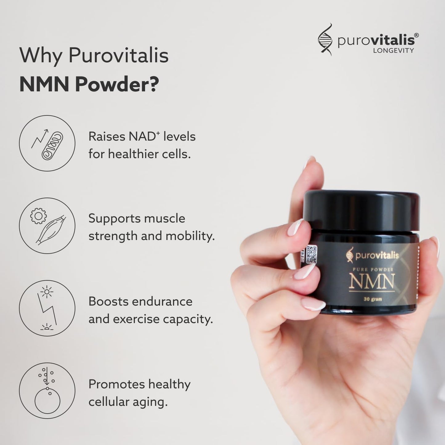 PUROVITALIS NMN Powder 1.05 Ounce
