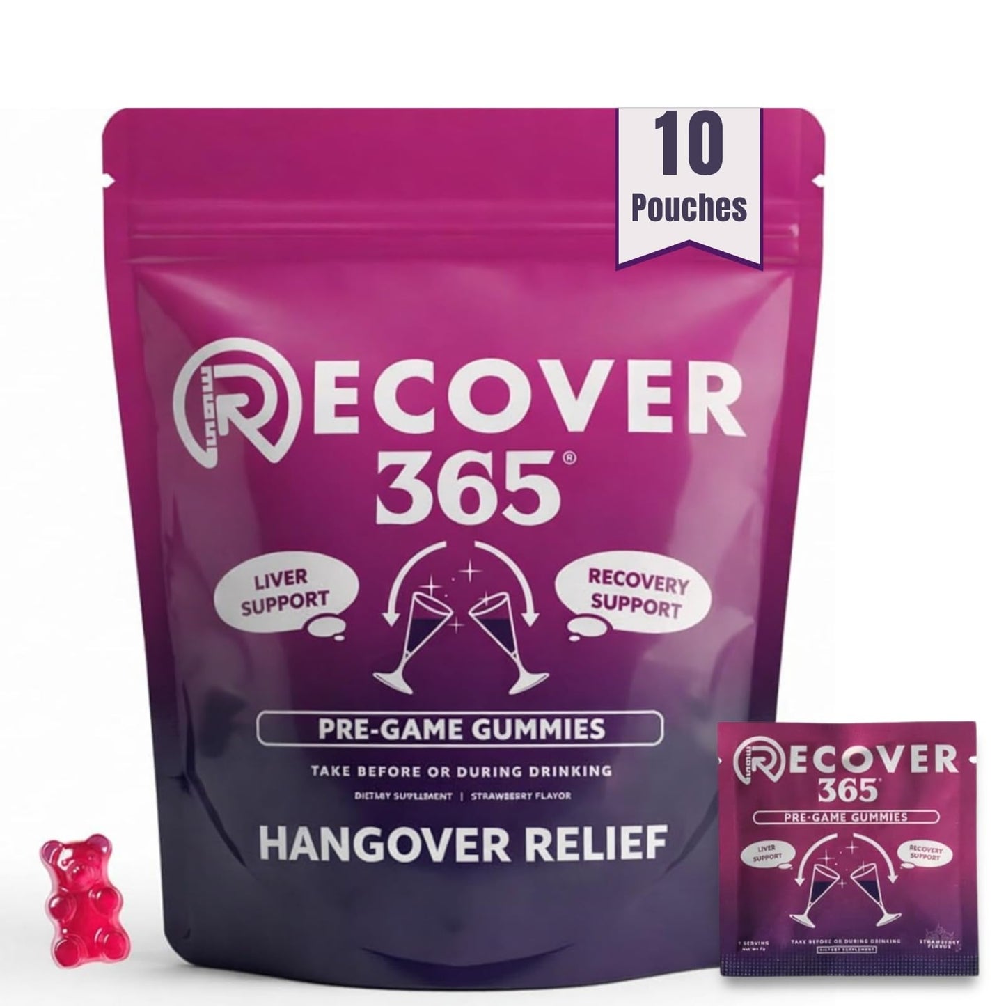 Recover 365 Hangover Relief Gummies 10 Count