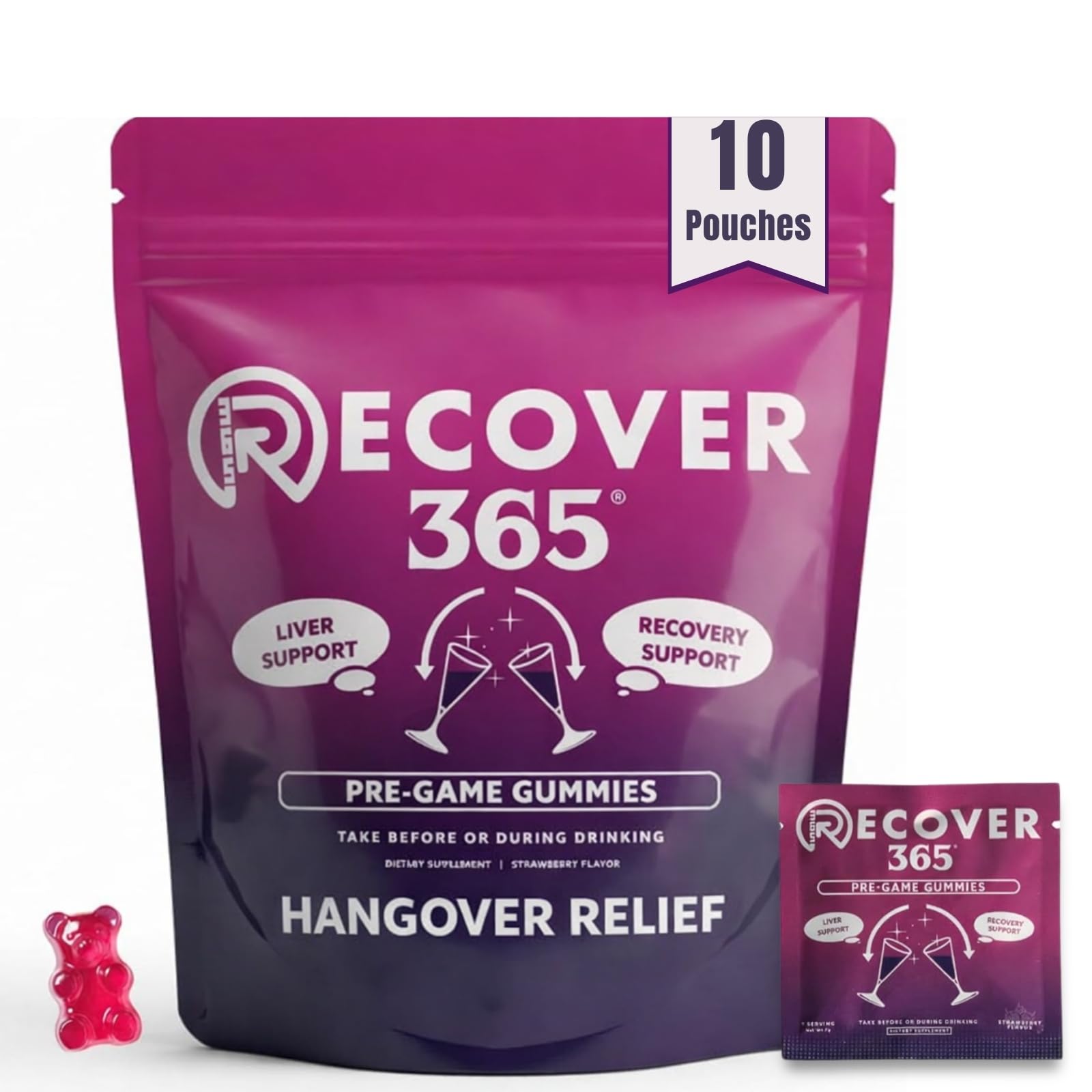 Recover 365 Hangover Relief Gummies 10 Count
