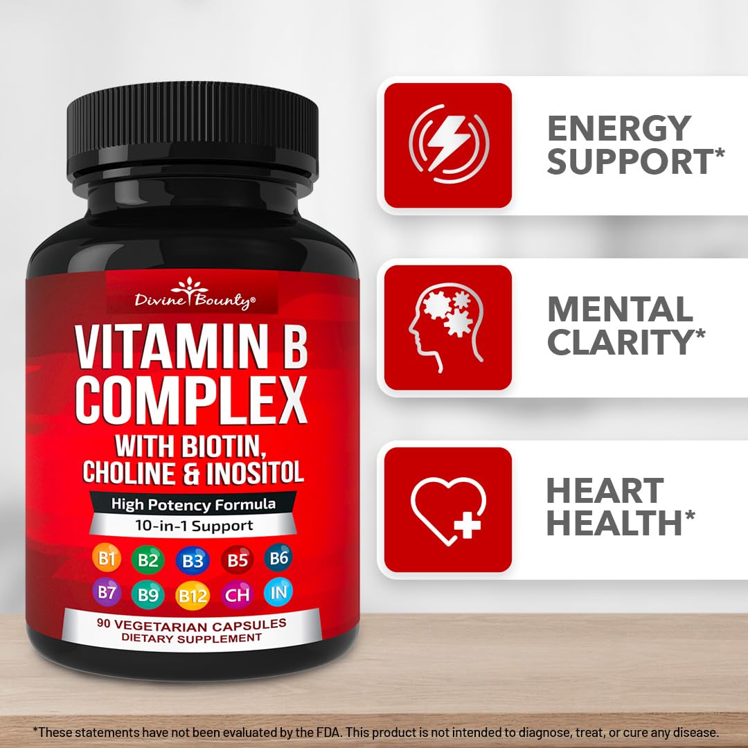 Divine Bounty Super B Complex Vitamins Capsules 90 Count