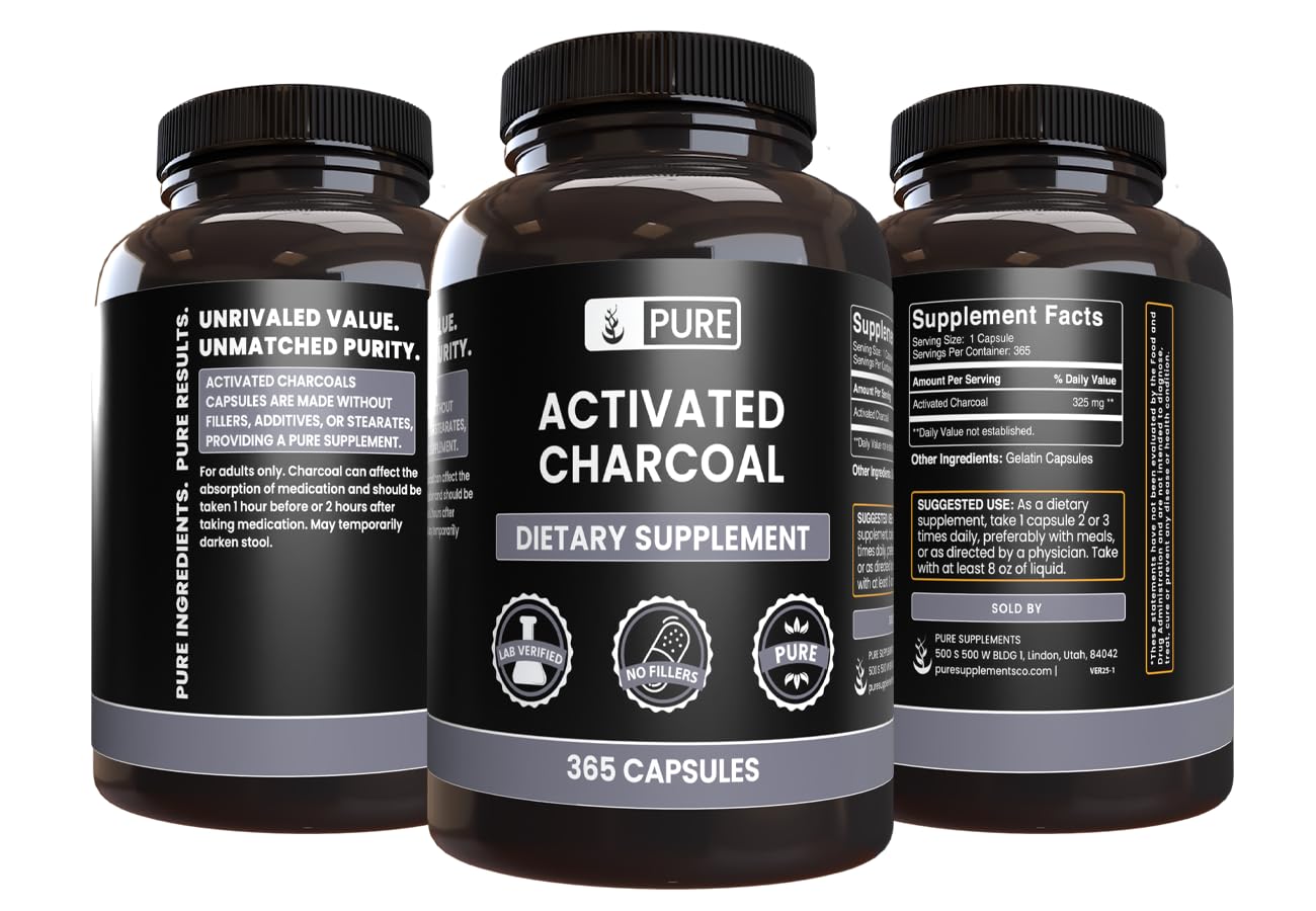 Pure Original Ingredients Activated Charcoal Capsule 1