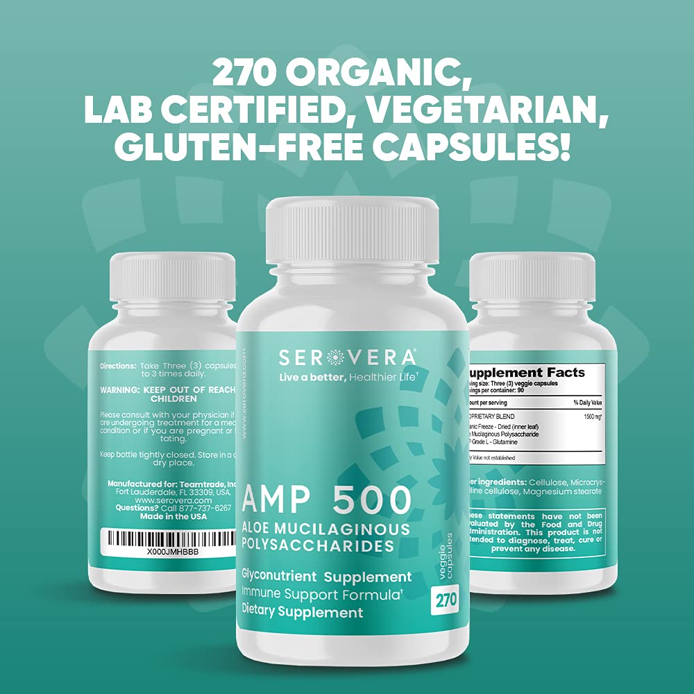 SEROVERA AMP Organic Aloe Glyconutrient Supplement Capsule, 270 Count