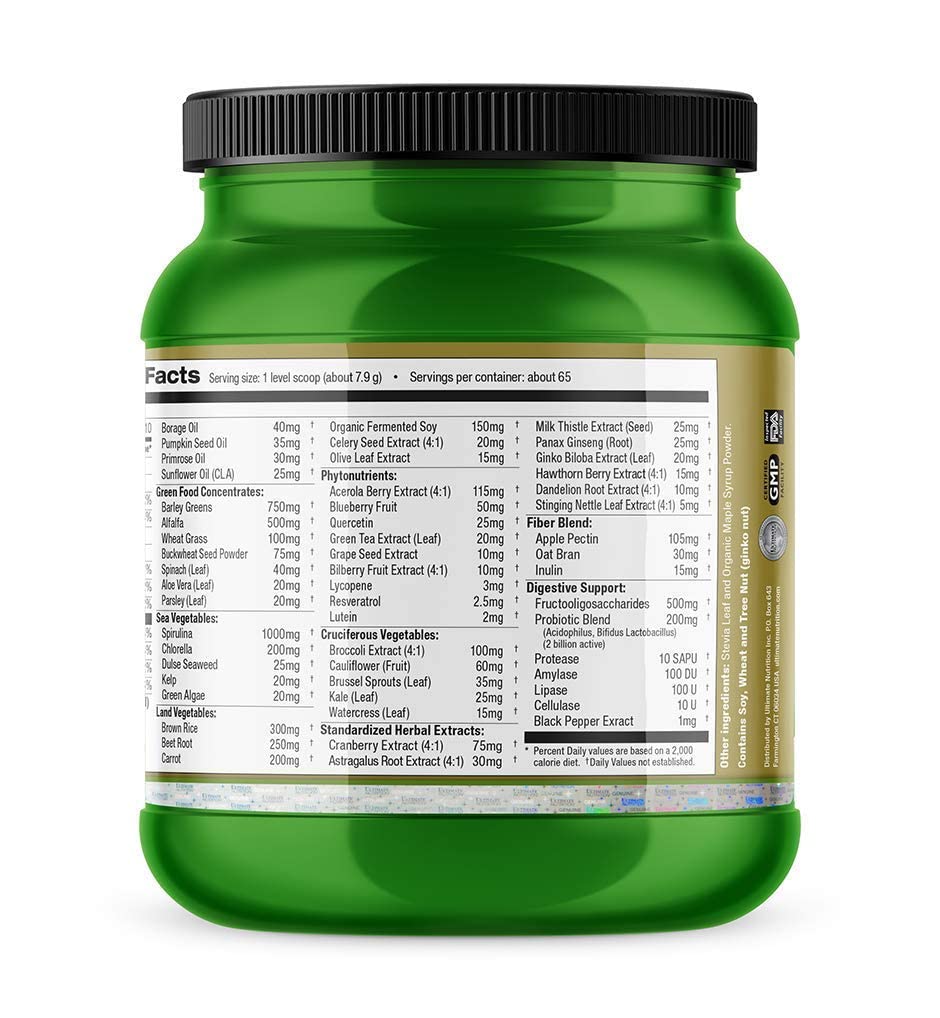 Ultimate Nutrition Veggie Greens Super Food Vegetable Protein Powder 18 oz, 64 Servings