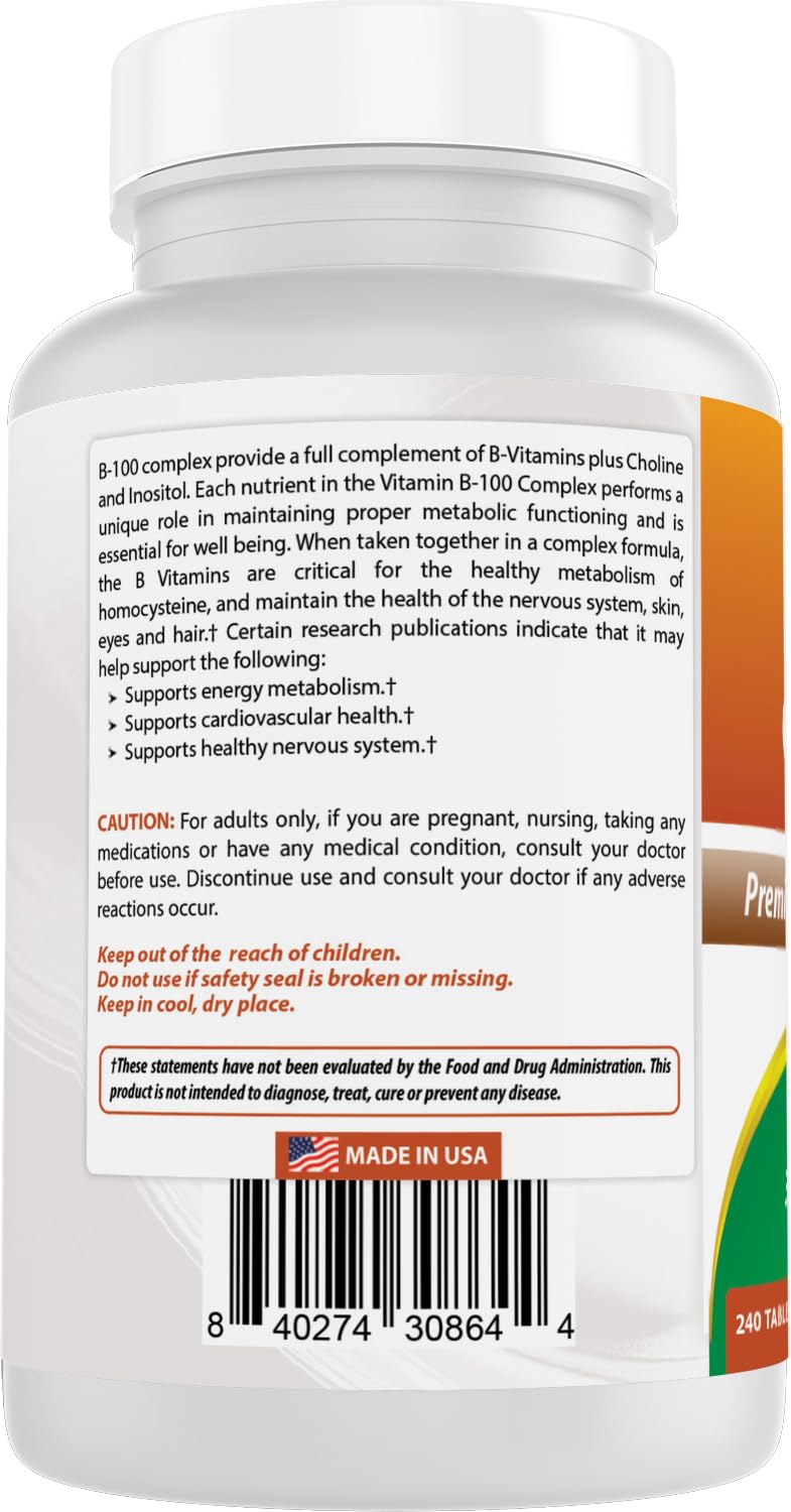 Best Naturals Vitamin B Complex with Inositol, PABA 240 Tablets