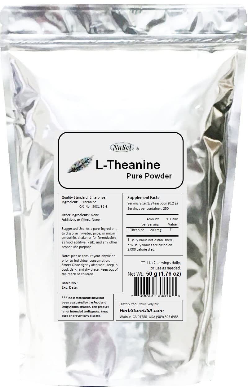 NuSci L-Theanine Pure Powder, 100 g