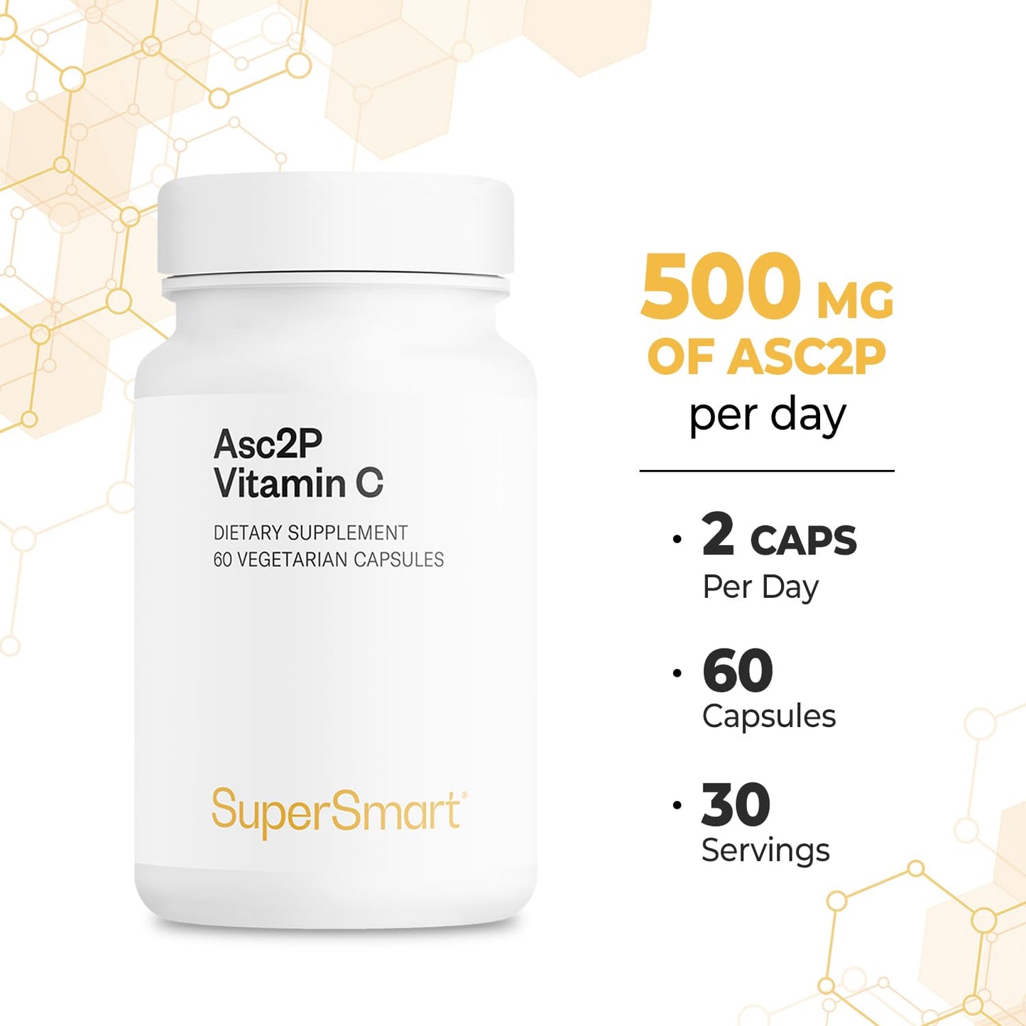 Supersmart Asc2P Vitamin C 500mg per Day Capsule, 60 Vegetarian Capsules