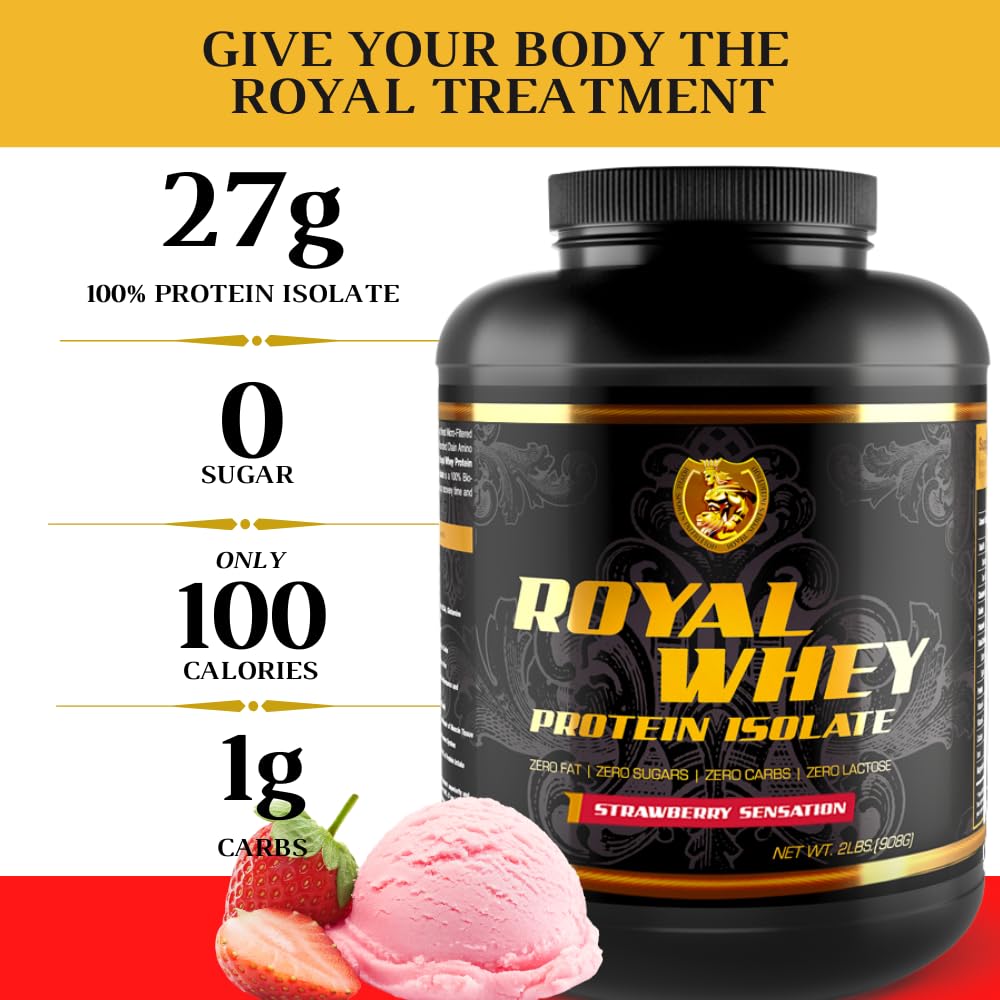 Royal Sports Nutrition RSN Royal 100% Isolate Protein Powder, 80 Servings, Strawberry Sensation