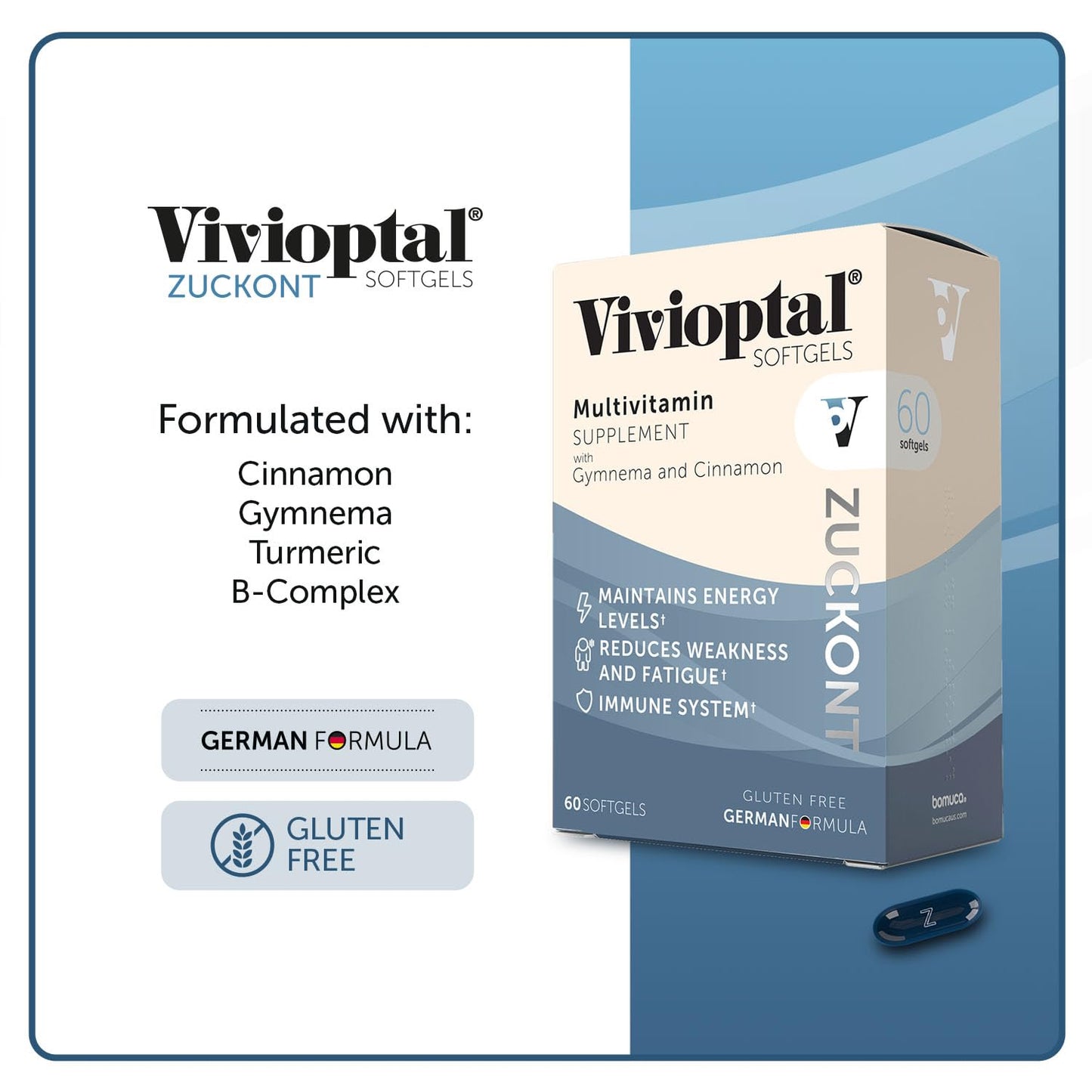 Vivioptal Vitamins Multivitamin Supplement with Gymnema and Cinnamon 60 Softgels