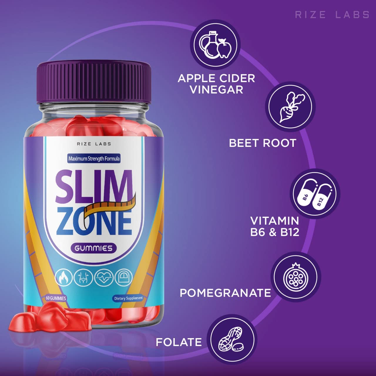 Rize Labs Slim Zone Keto ACV Gummies, 60 Gummies
