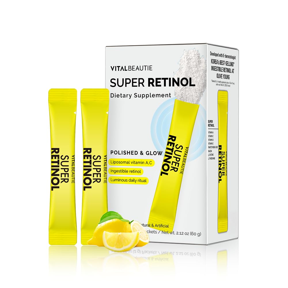 VITALBEAUTIE Super Retinol - Ingestible Liposomal Retinol & Vitamin C 1000mg Powder, 30 Packets