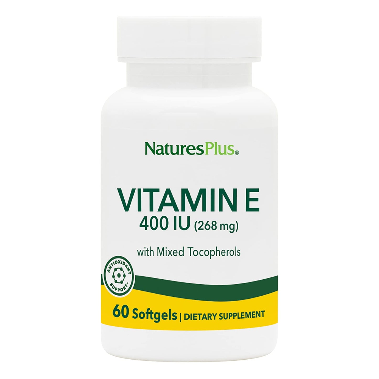 NaturesPlus Vitamin E 400 IU Mixed Tocopherol Softgels, 60 Count