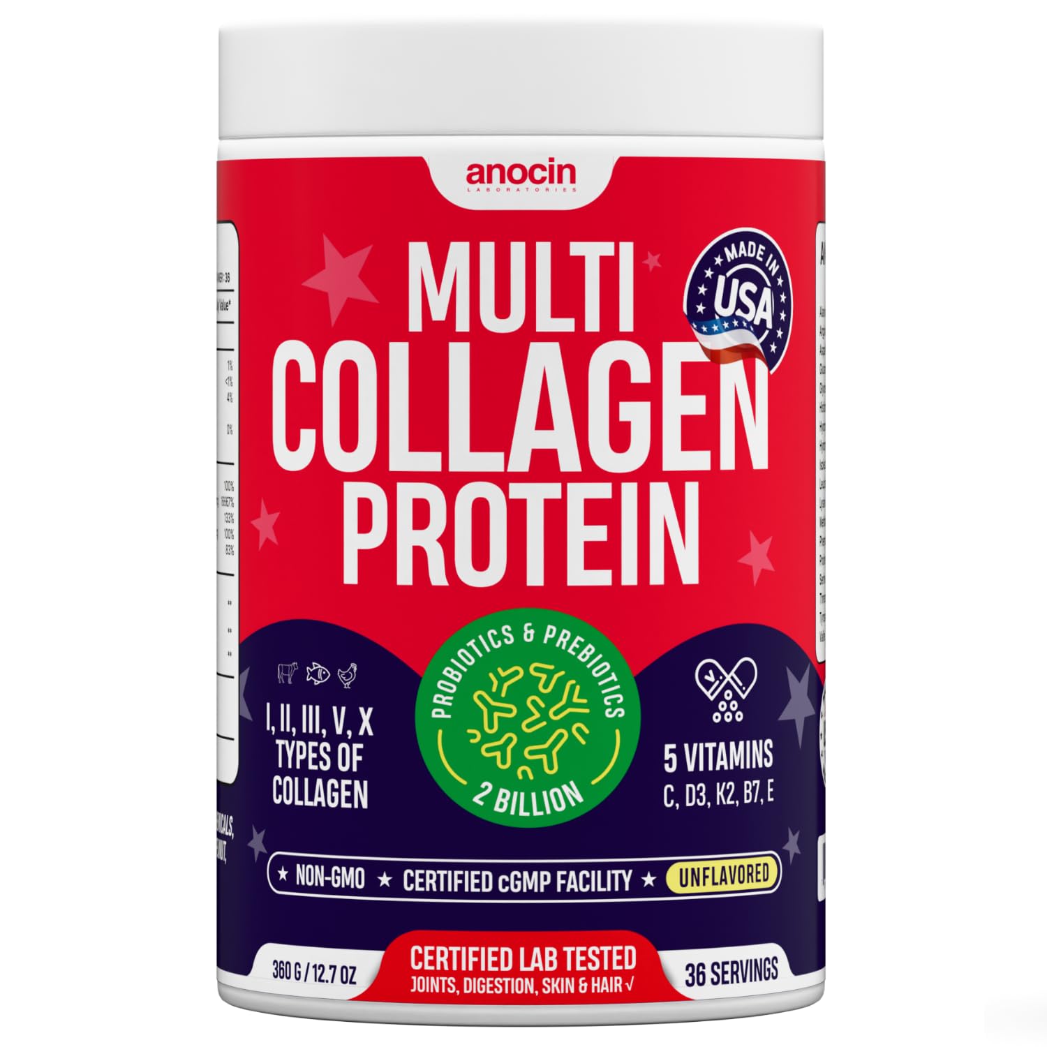 anocin Multi Collagen Peptides Powder, 12.7 oz