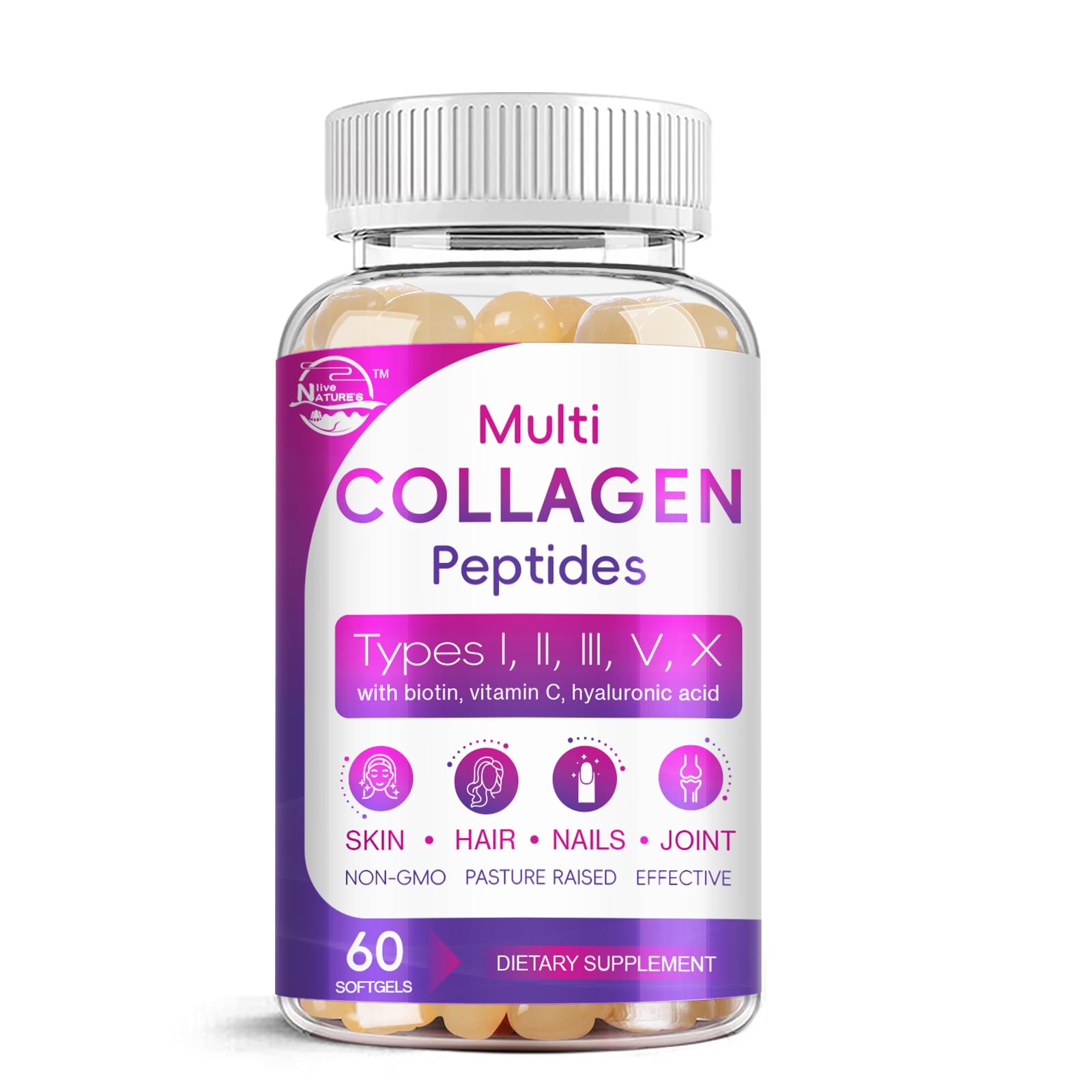 Nature's live Multi Collagen Peptides Softgels 60 Count