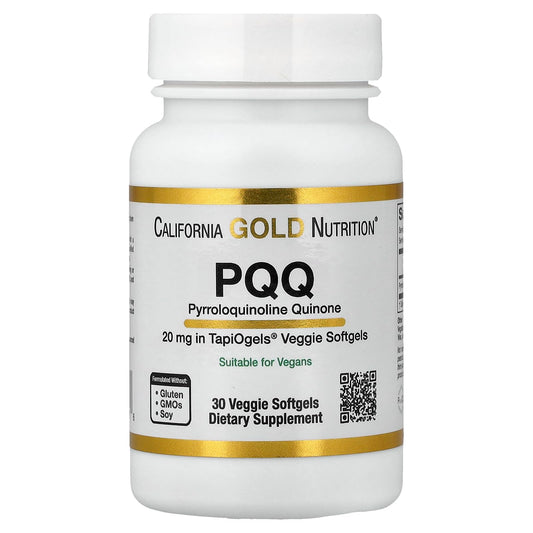 California Gold Nutrition PQQ 20 mg Veggie Softgels, 30 Softgels