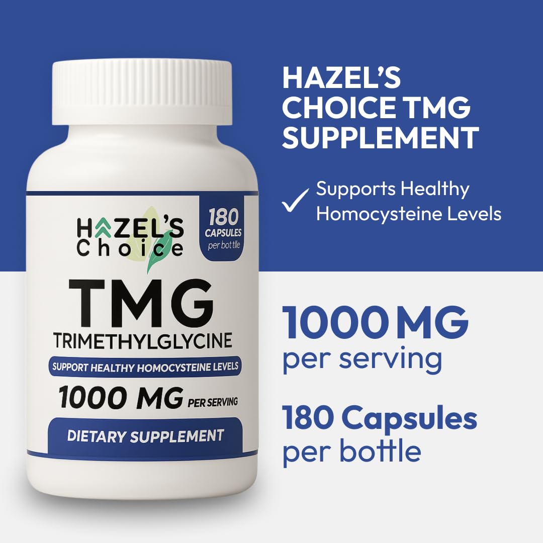 HAZEL'S Choice TMG Trimethylglycine 1000mg Capsule, 180 Count