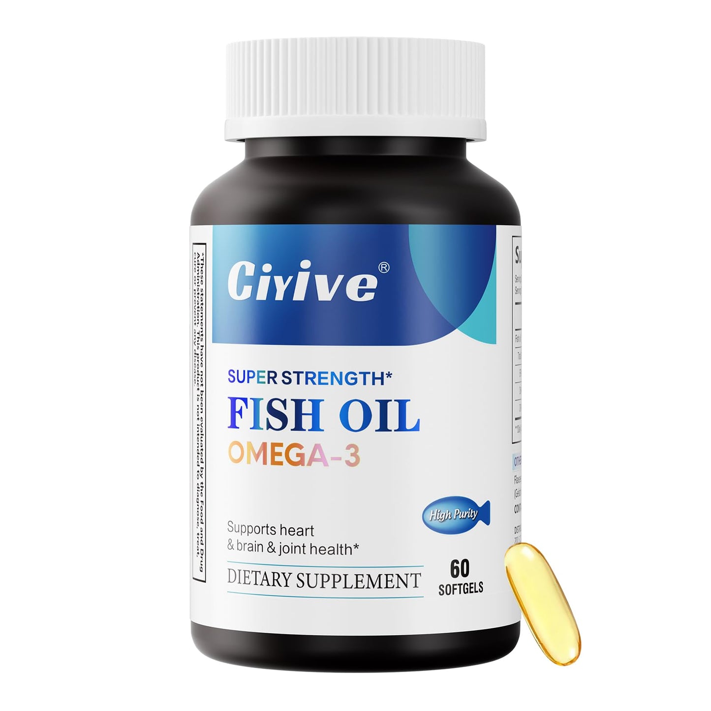 Ciyive Omega-3 Fish Oil Softgels 60 Count