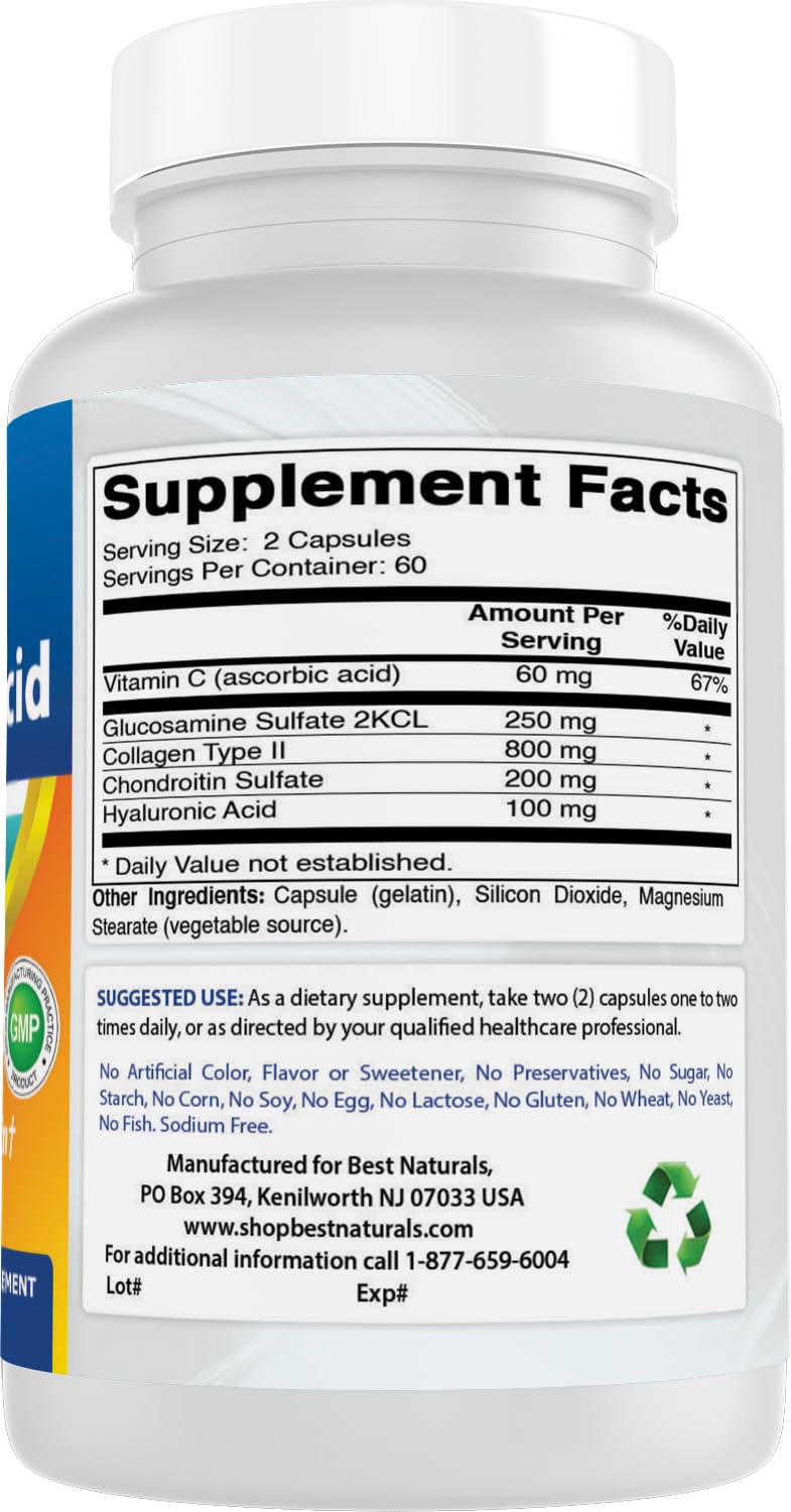 Best Naturals Hyaluronic Acid 100 mg Capsules, 240 Count