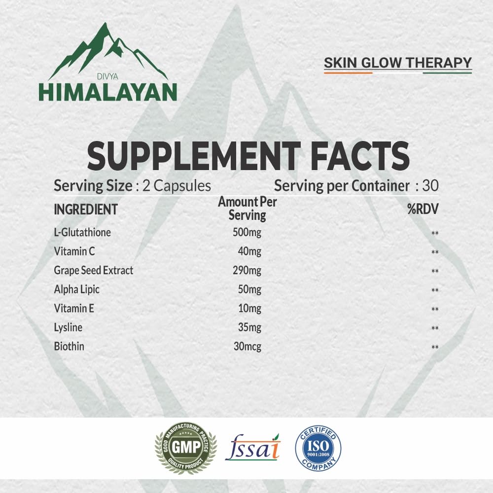 Divya Himalayan L-Glutathione 1000mg Capsules, 60 Count